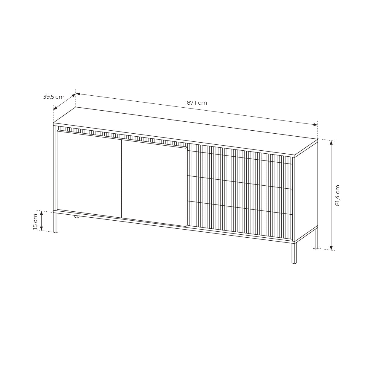 Lask Senso – Sideboard 187 cm Beige (2 Doors, 3 Drawers)
