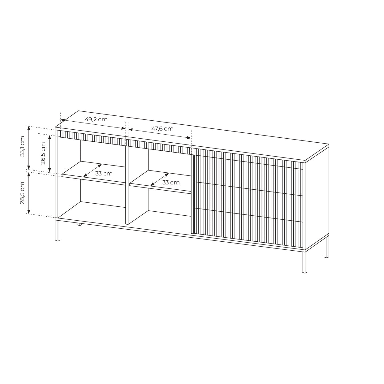 Lask Senso – Sideboard 187 cm Black (2 Doors, 3 Drawers)