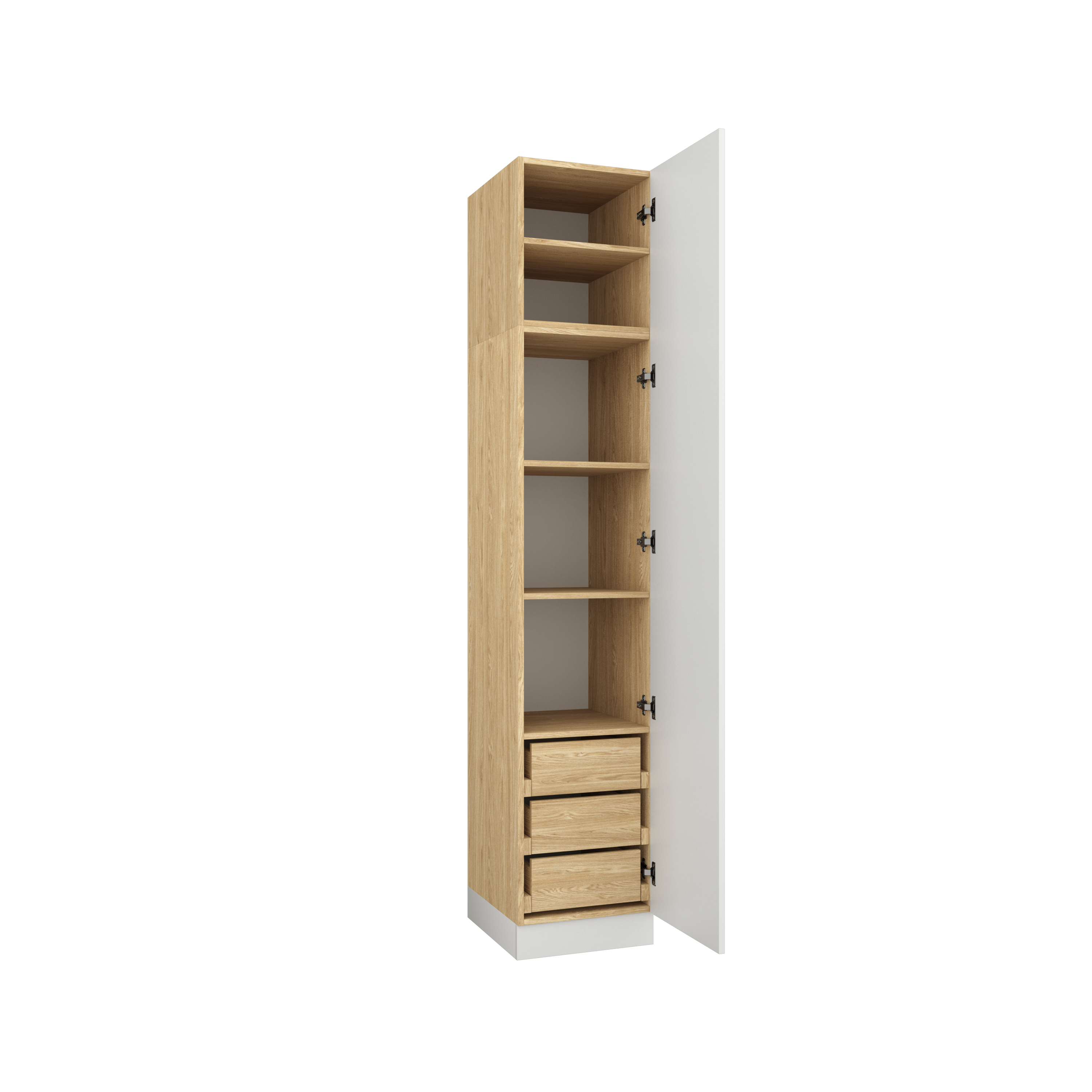 SLEEP VARIA Customizable Bedroom Build-in System with Nightstands – Oiled Oak / White Gloss
