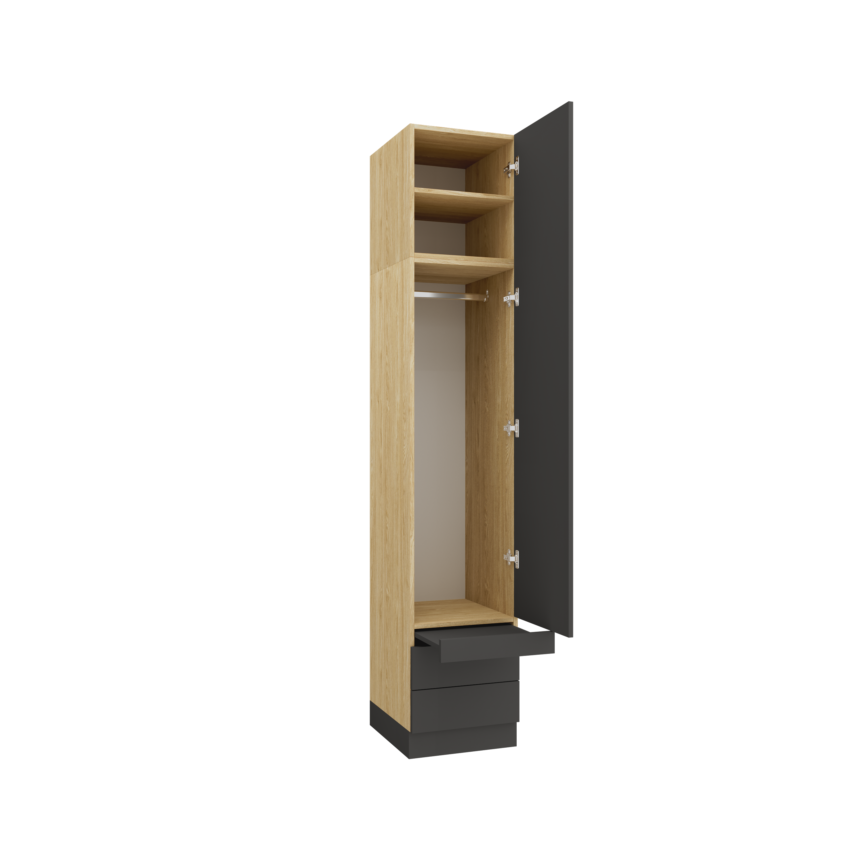SLEEP VARIA Customizable Bedroom Build-in System with Nightstands – Oiled Oak / Graphite