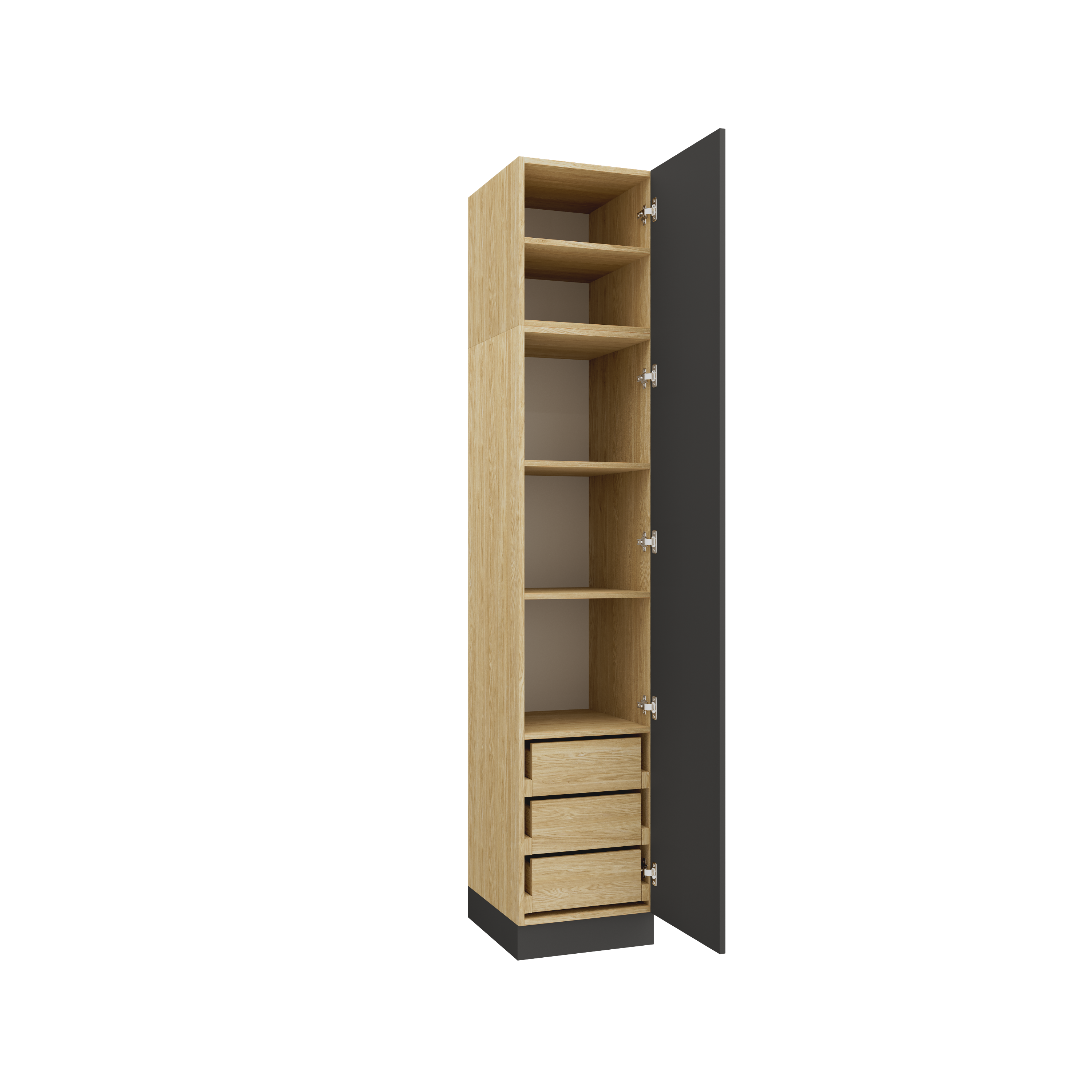 SLEEP VARIA Customizable Bedroom Build-in System with Nightstands – Oiled Oak / Graphite