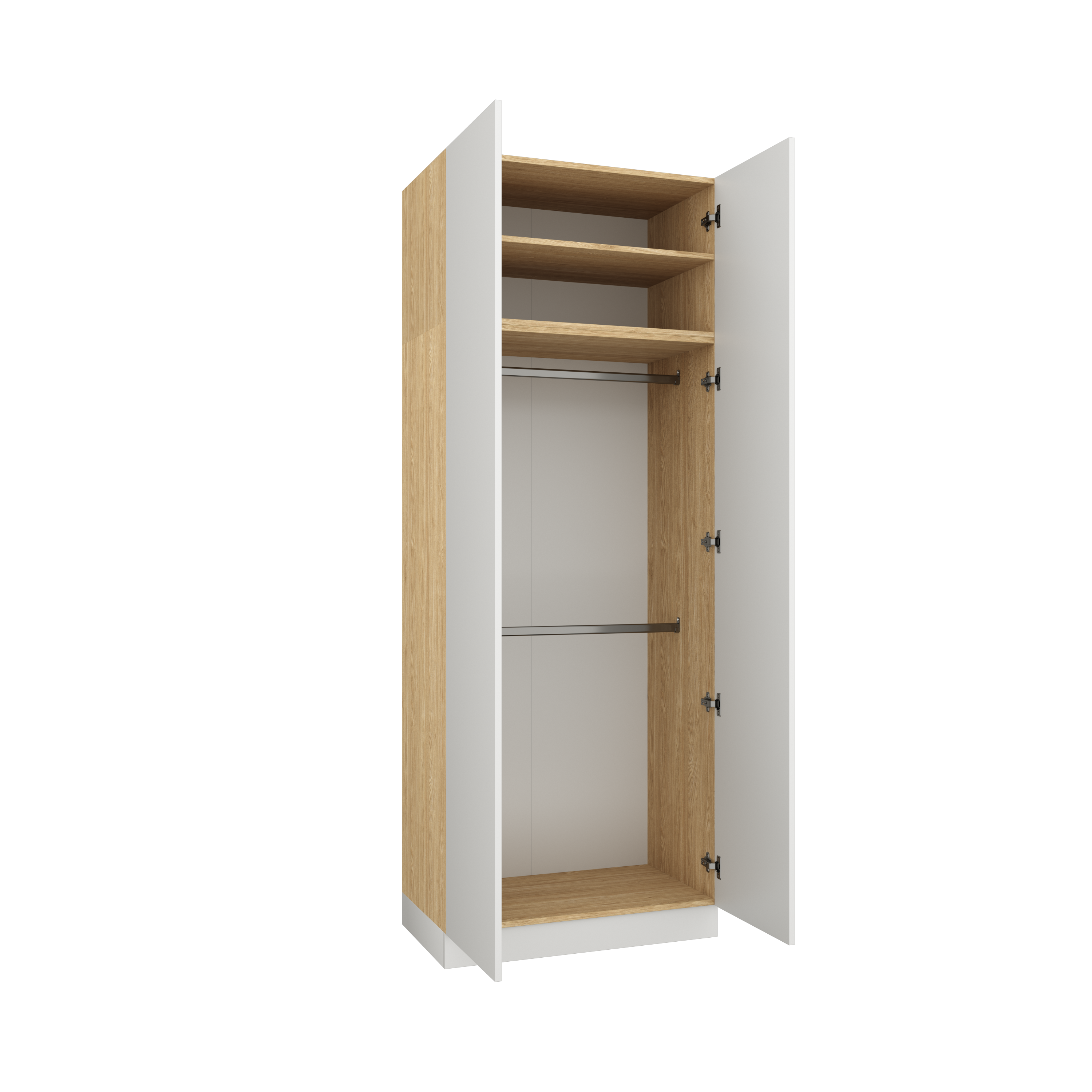 Sleep Varia Kleiderschrank 2-türig - 90 cm - Eiche geölt/Weiß matt