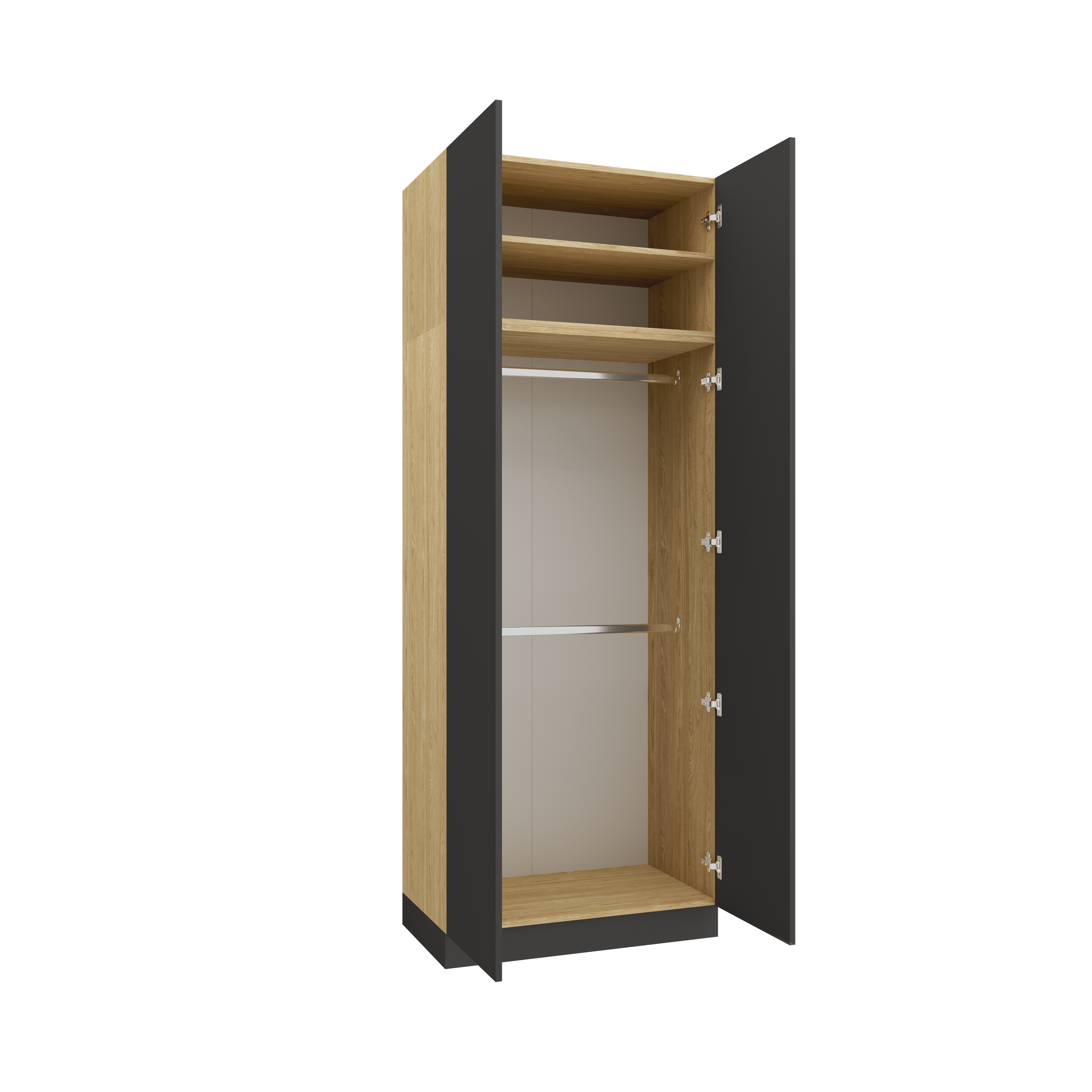 Sleep Varia Zweitüriger Kleiderschrank - 90 cm - Eiche geölt/Graphit