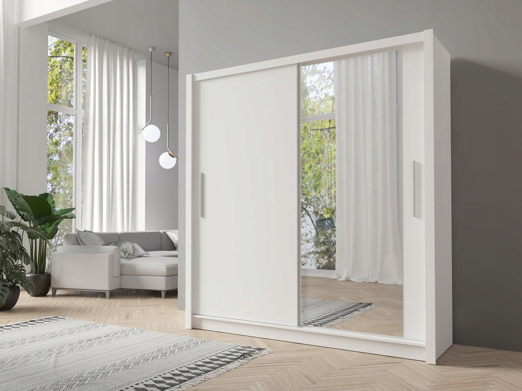 MO Baku 10 - Schwebetürenschrank 155 cm - Weiß