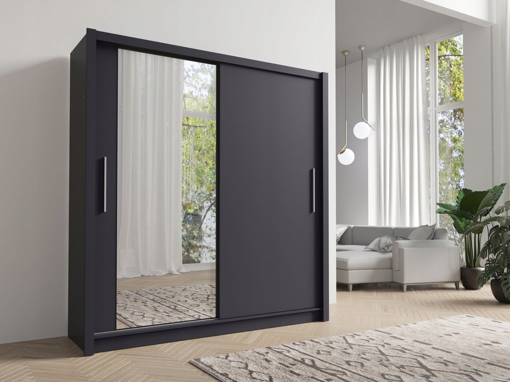 MO Baku 10 - Schwebetürenschrank 155 cm - Graphit