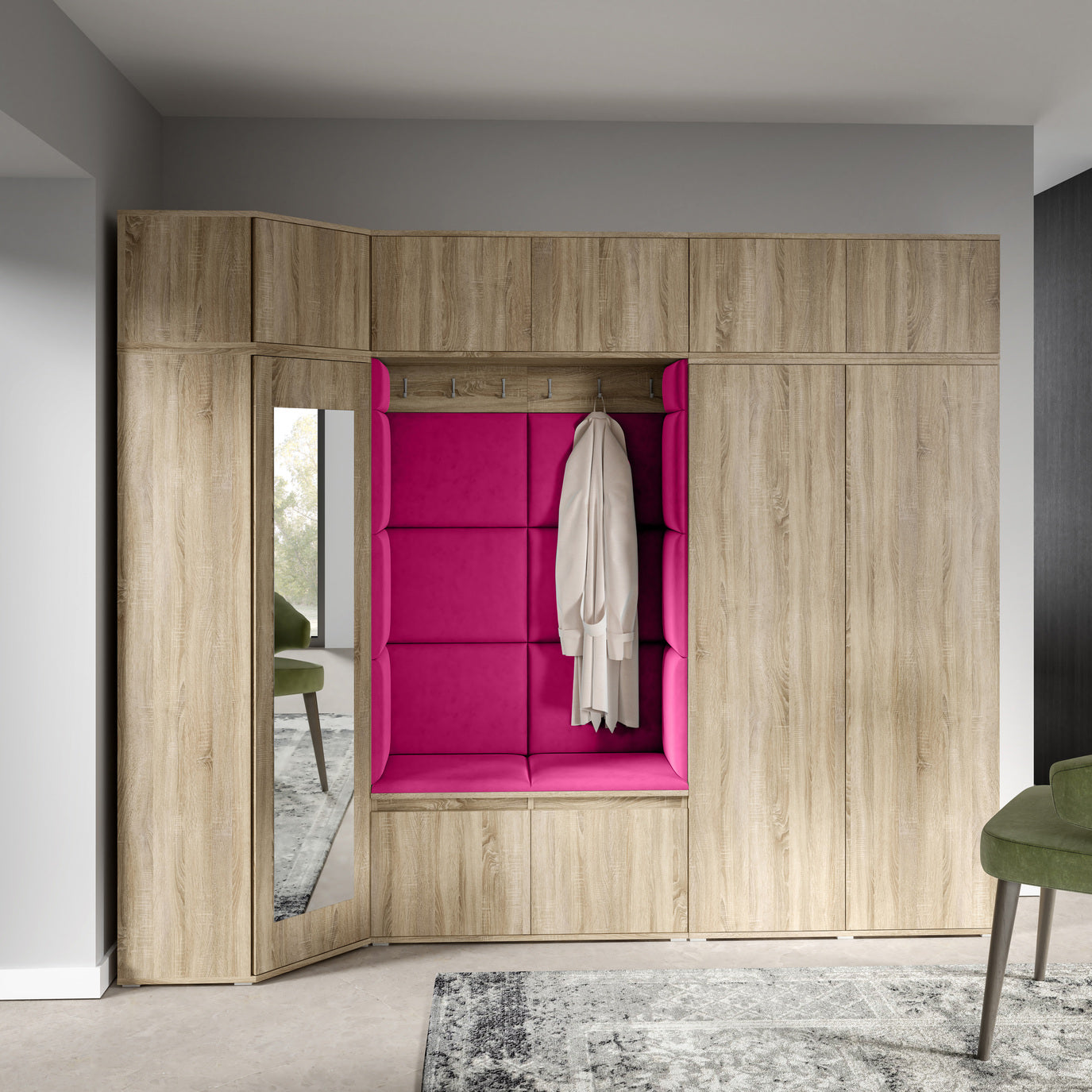 PK Emi 39 Flurgarderobe Sonoma Eiche - Polsterpaneele in verschiedenen Farben