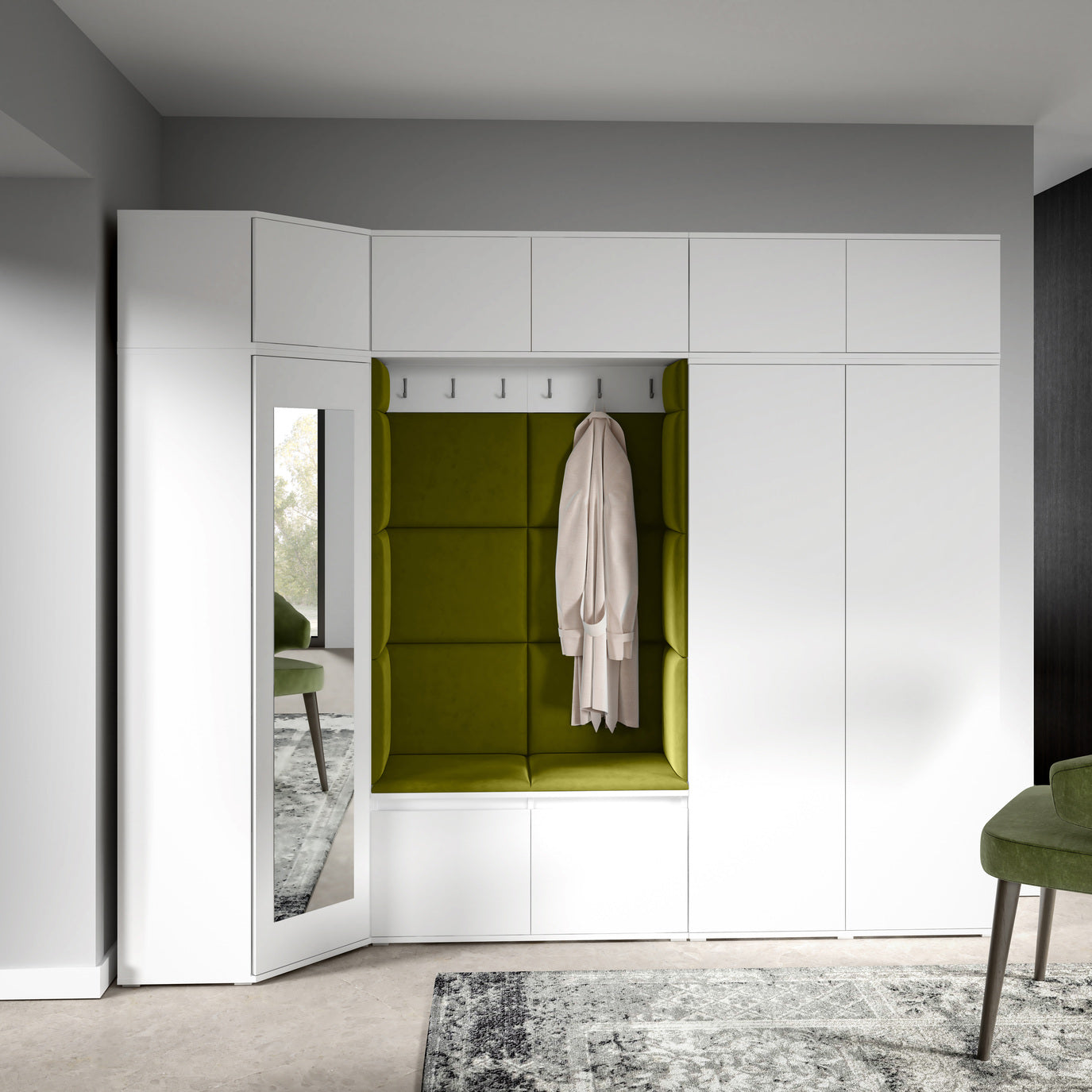 PK Emi 39 Hallway Wardrobe White - Upholstered Panels in Various Colours