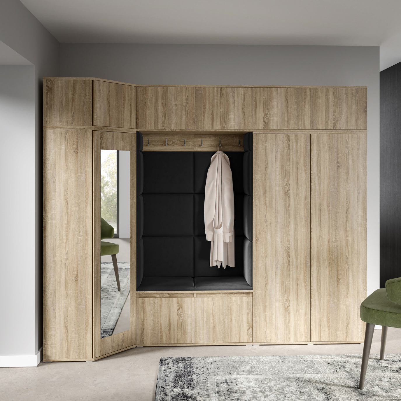 PK Emi 39 Flurgarderobe Sonoma Eiche - Polsterpaneele in verschiedenen Farben