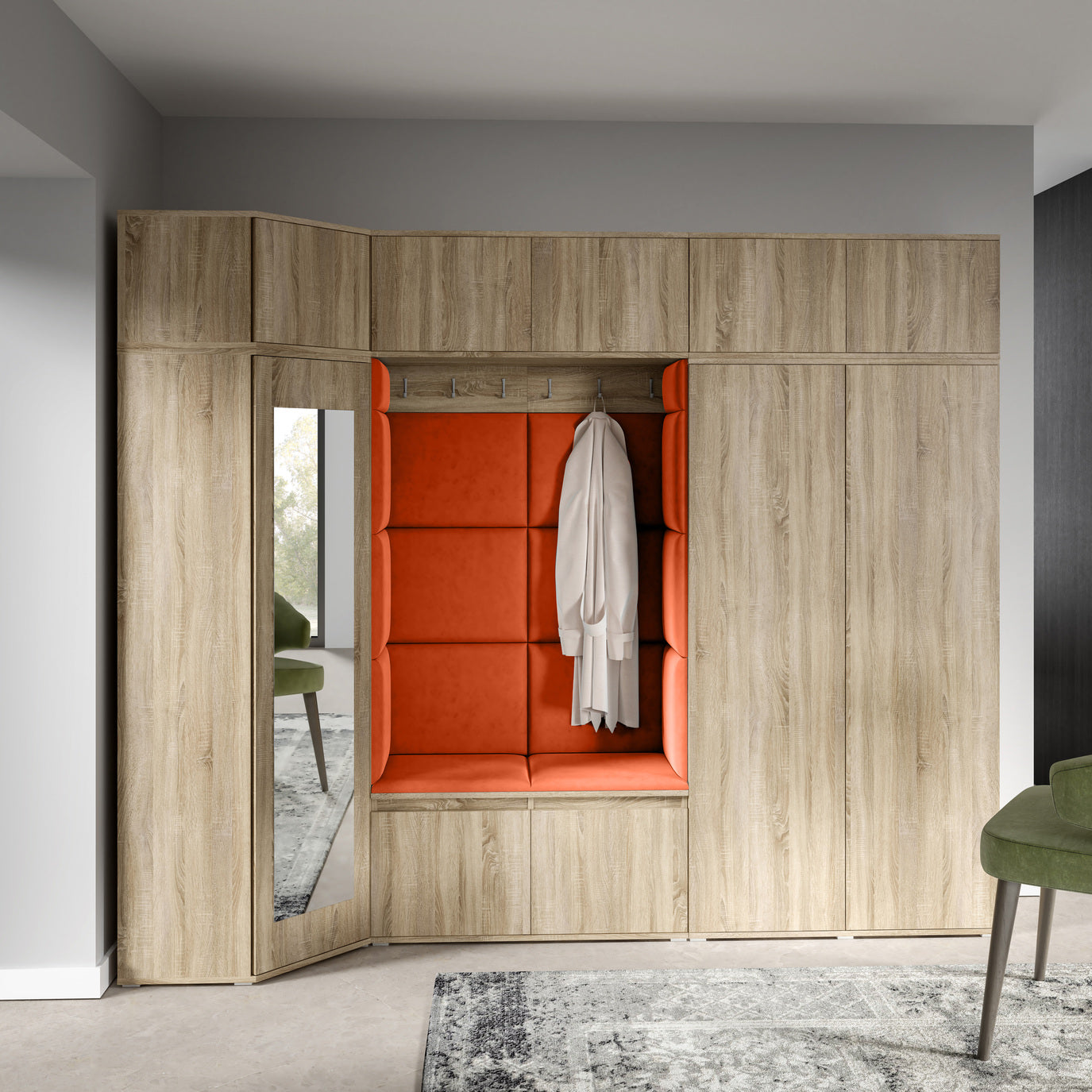 PK Emi 39 Flurgarderobe Sonoma Eiche - Polsterpaneele in verschiedenen Farben
