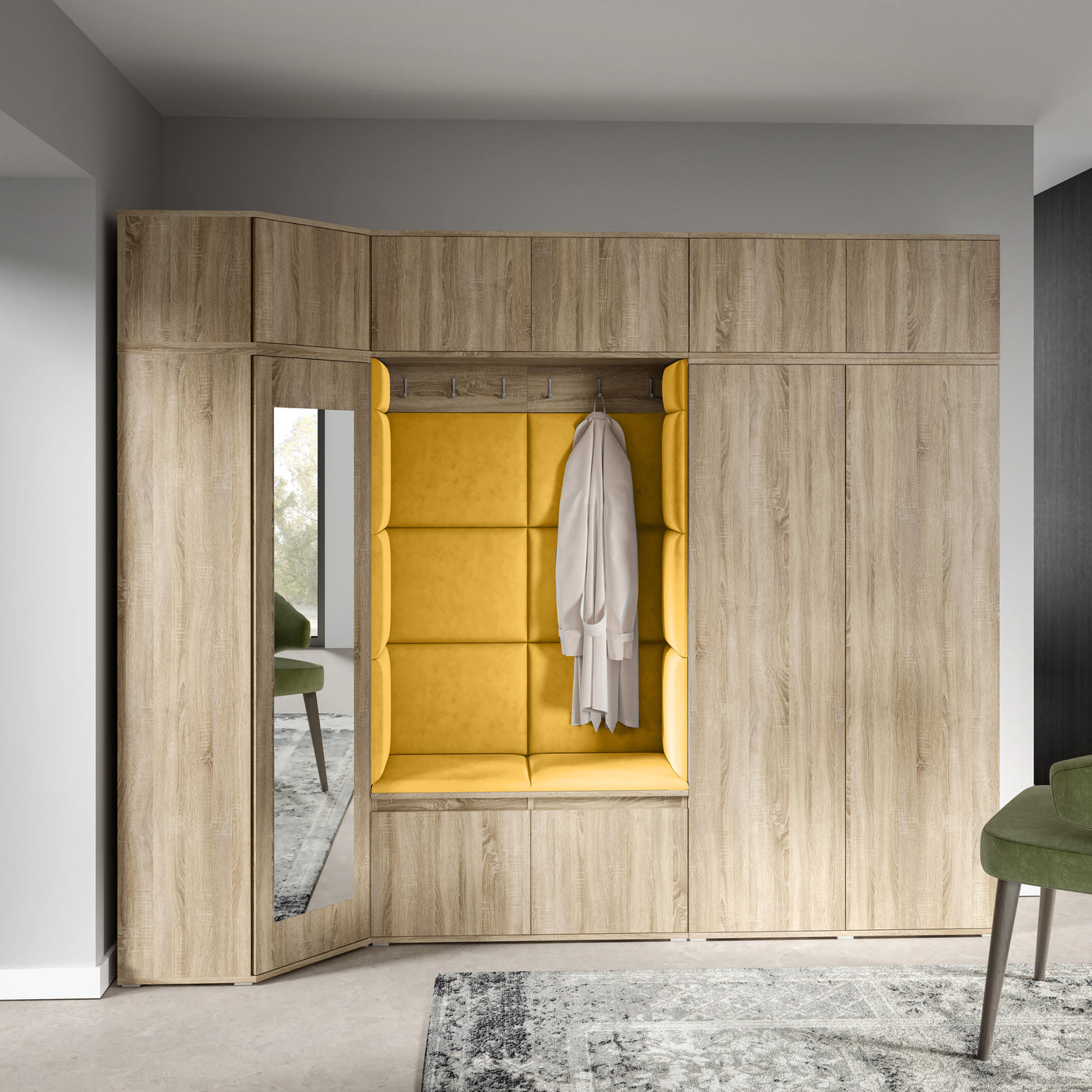 PK Emi 39 Flurgarderobe Sonoma Eiche - Polsterpaneele in verschiedenen Farben
