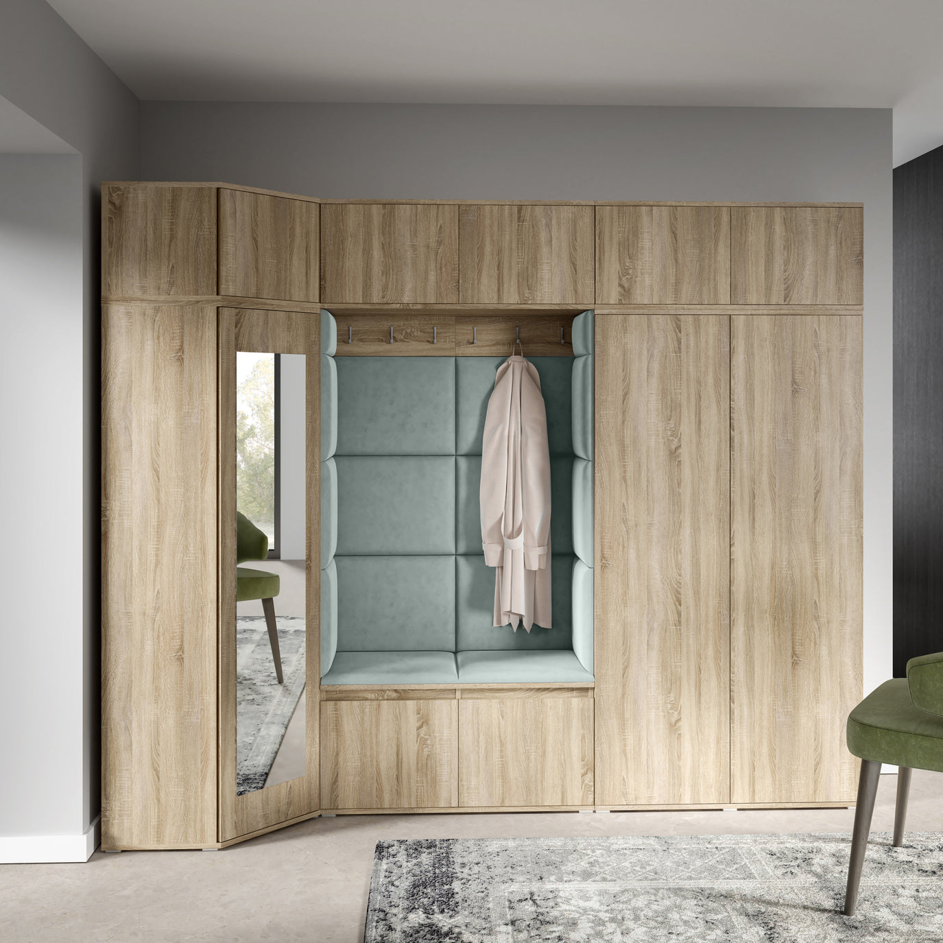 PK Emi 39 Flurgarderobe Sonoma Eiche - Polsterpaneele in verschiedenen Farben