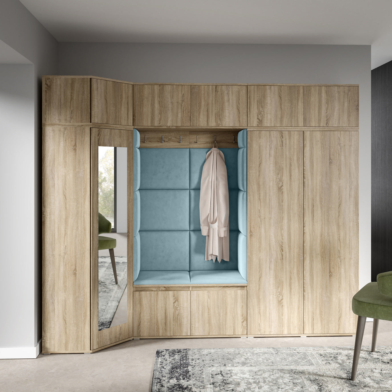 PK Emi 39 Flurgarderobe Sonoma Eiche - Polsterpaneele in verschiedenen Farben