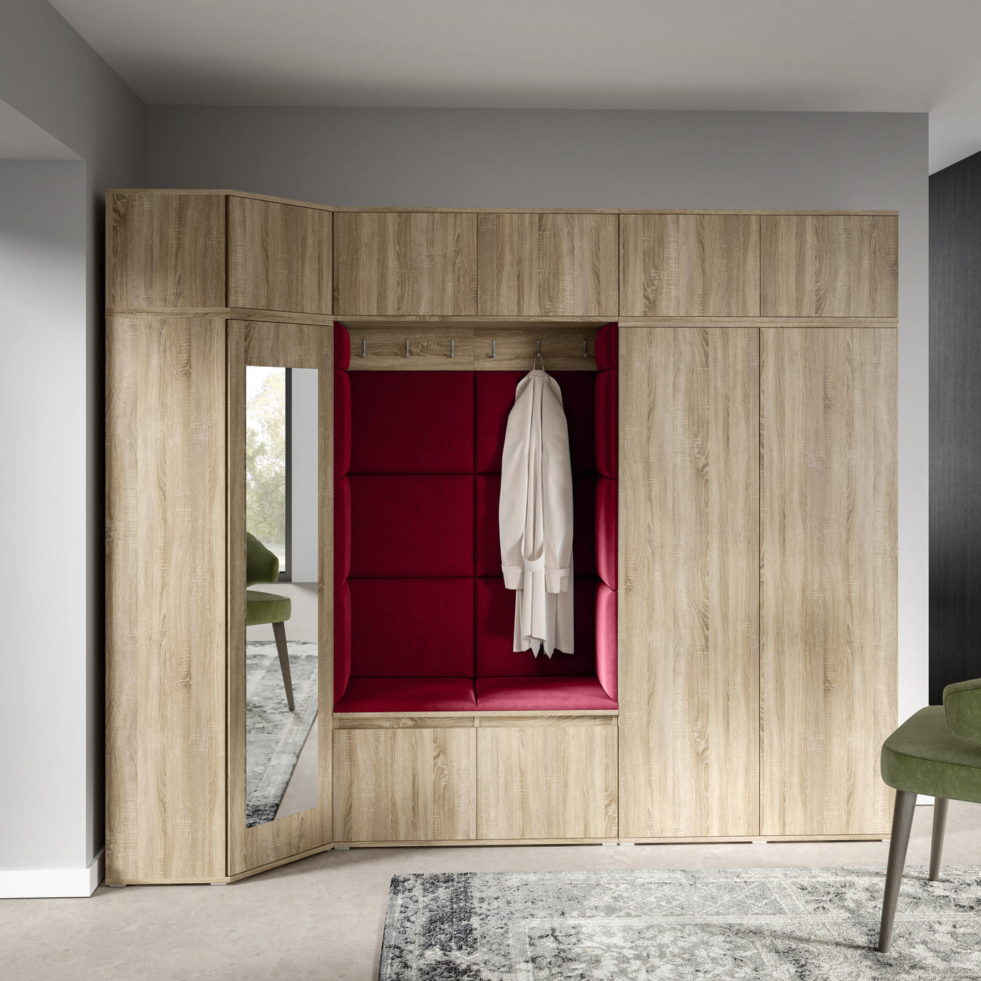 PK Emi 39 Flurgarderobe Sonoma Eiche - Polsterpaneele in verschiedenen Farben