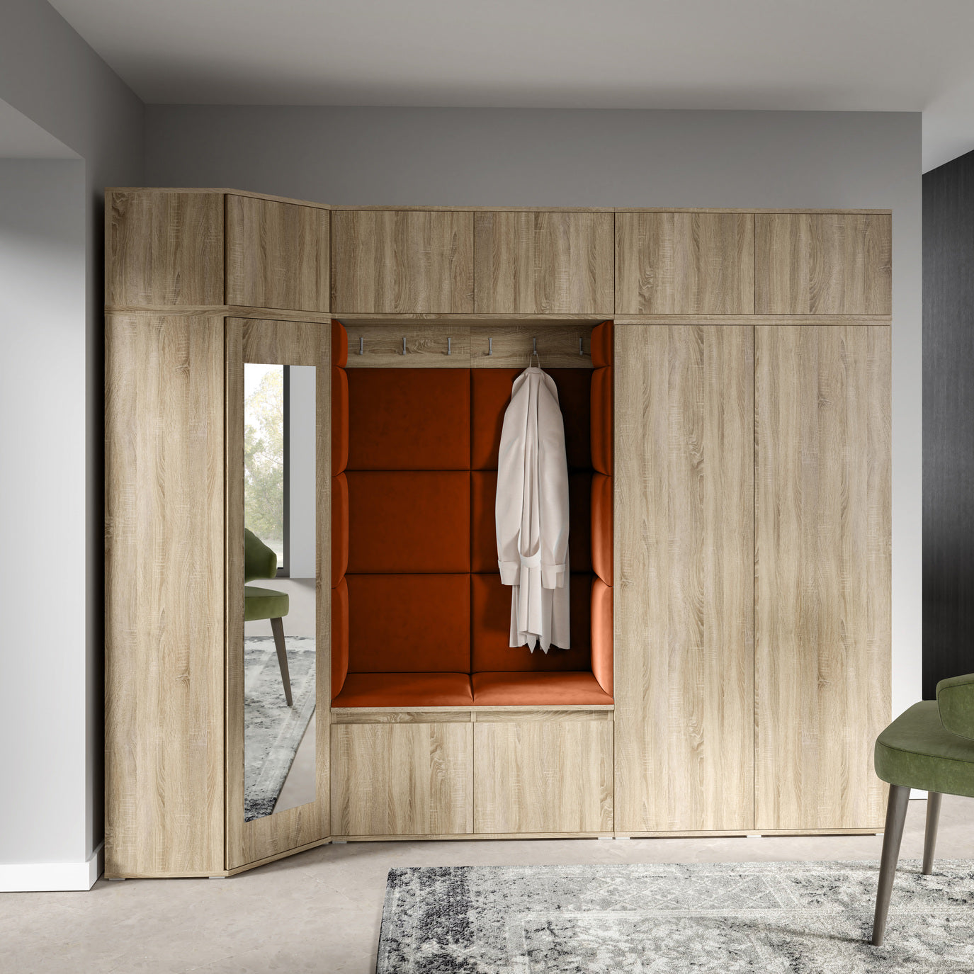 PK Emi 39 Flurgarderobe Sonoma Eiche - Polsterpaneele in verschiedenen Farben