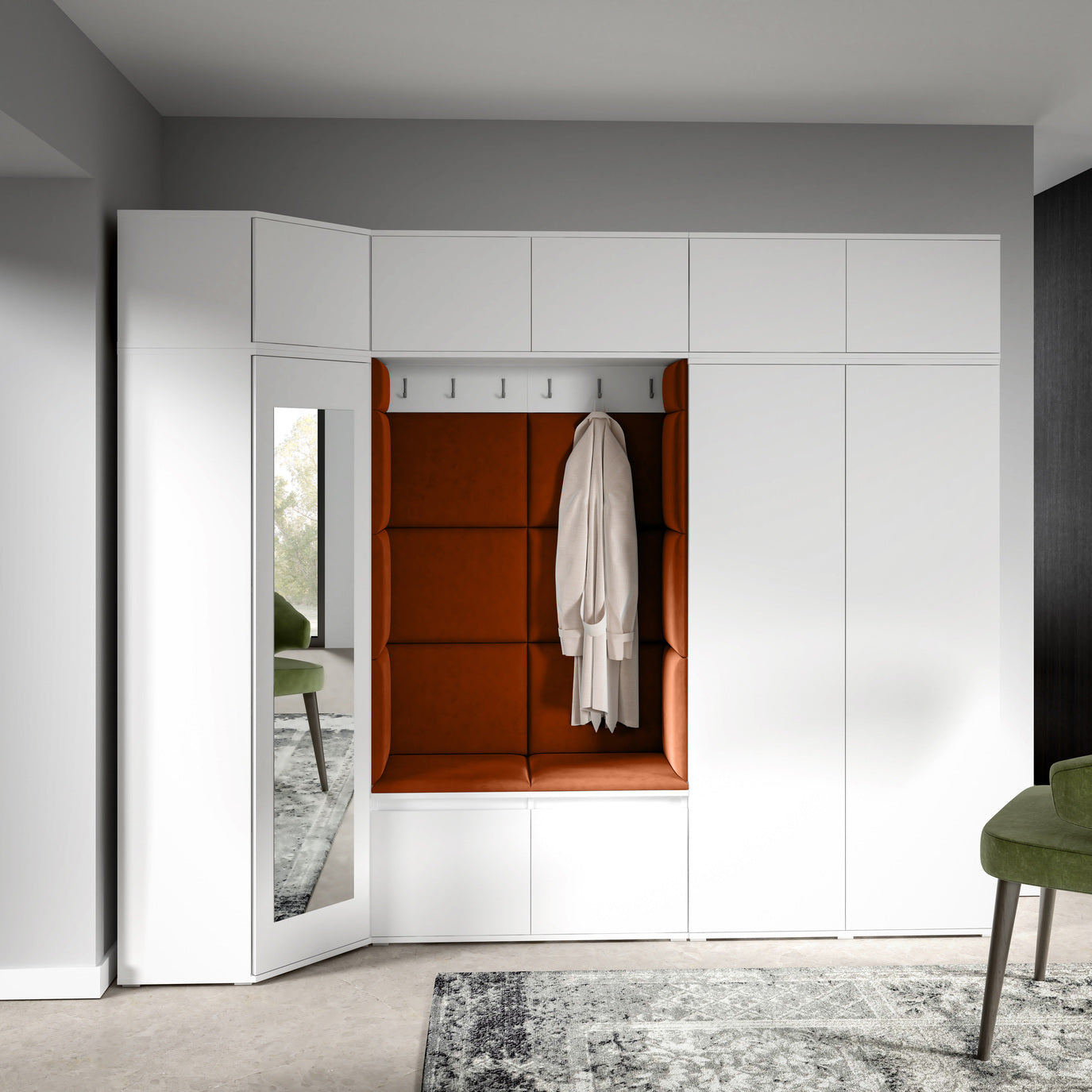PK Emi 39 Hallway Wardrobe White - Upholstered Panels in Various Colours