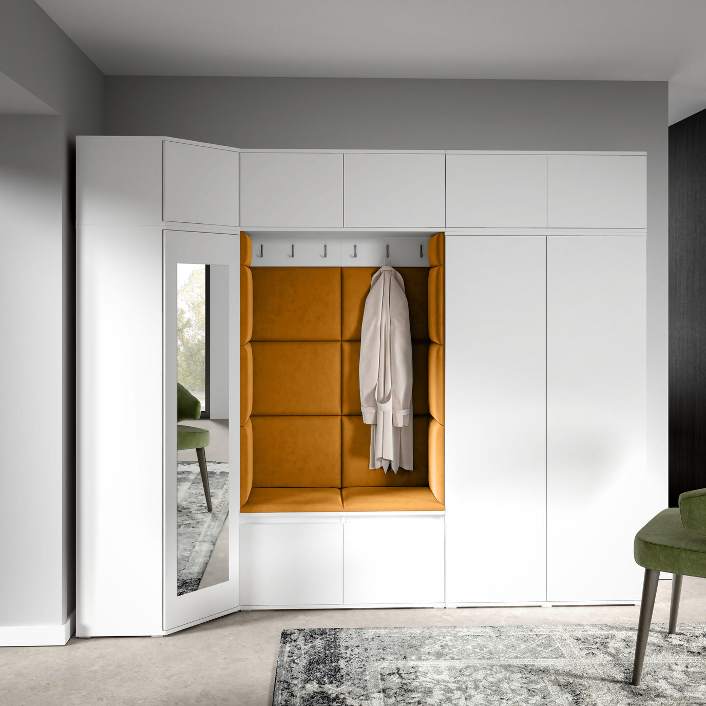 PK Emi 39 Hallway Wardrobe White - Upholstered Panels in Various Colours