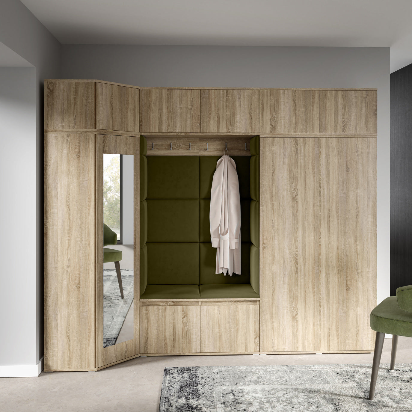 PK Emi 39 Flurgarderobe Sonoma Eiche - Polsterpaneele in verschiedenen Farben