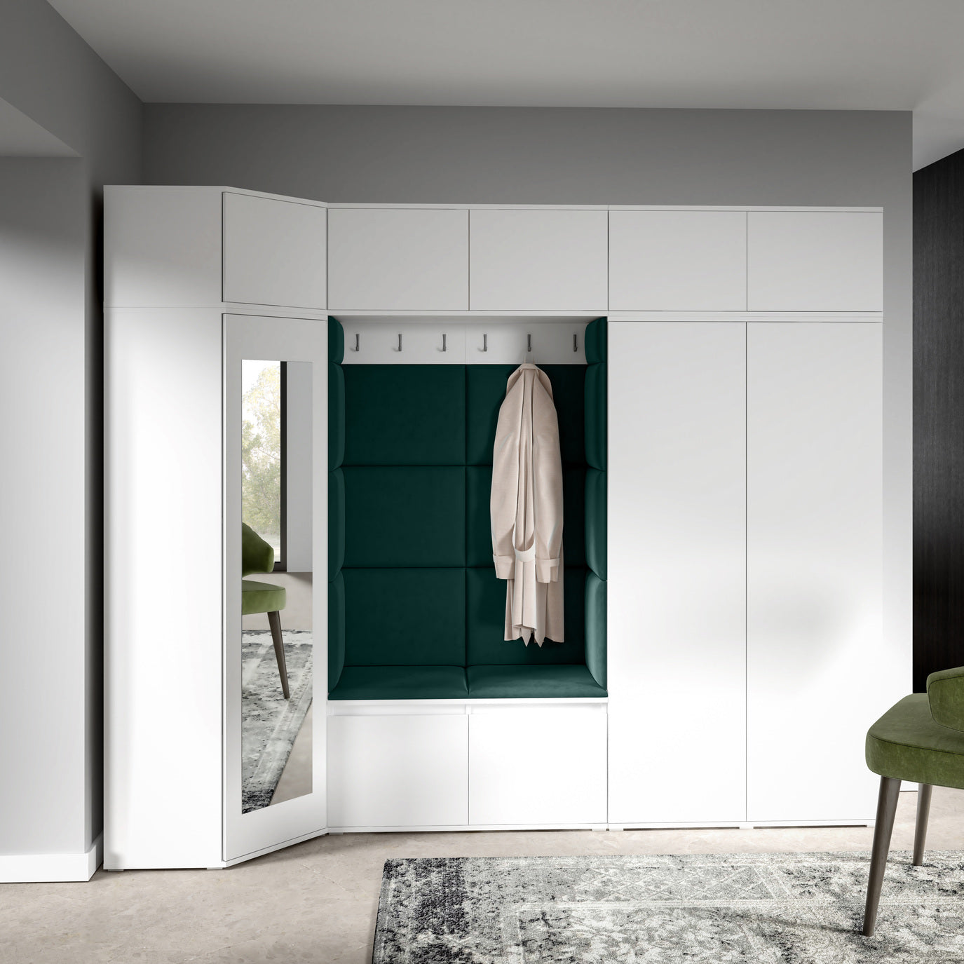 PK Emi 39 Hallway Wardrobe White - Upholstered Panels in Various Colours