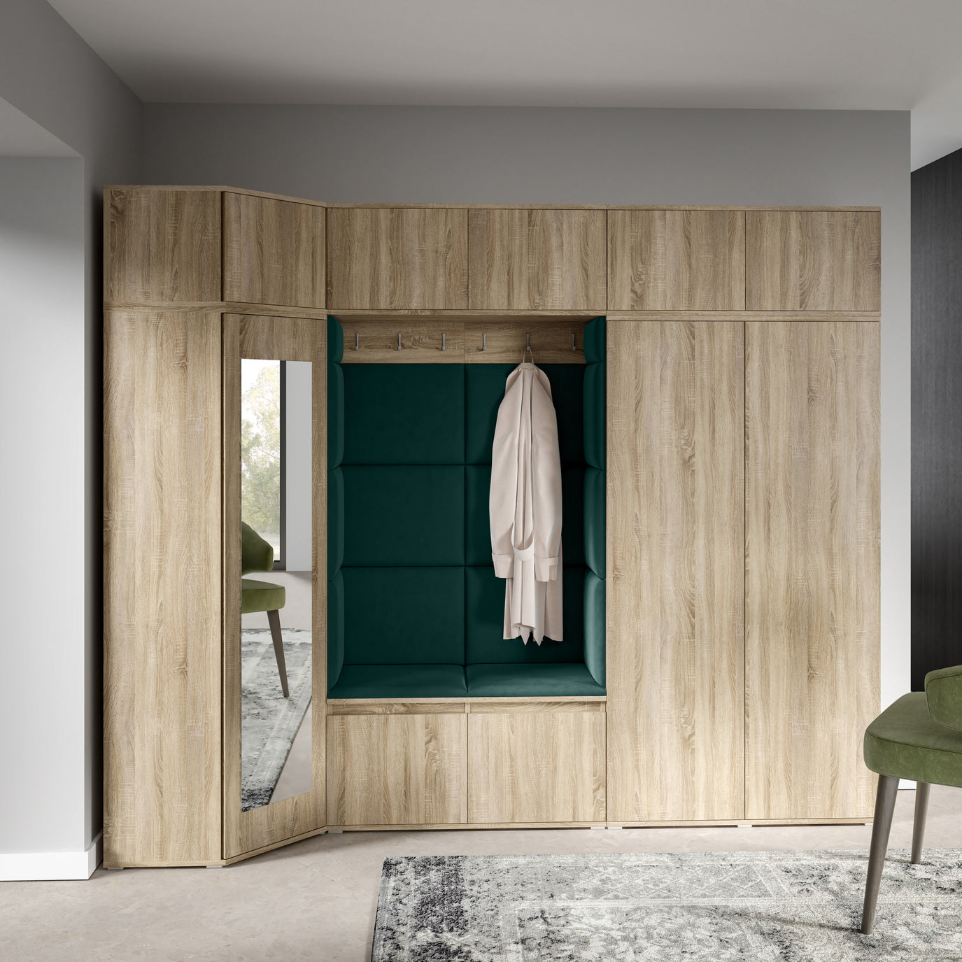 PK Emi 39 Flurgarderobe Sonoma Eiche - Polsterpaneele in verschiedenen Farben