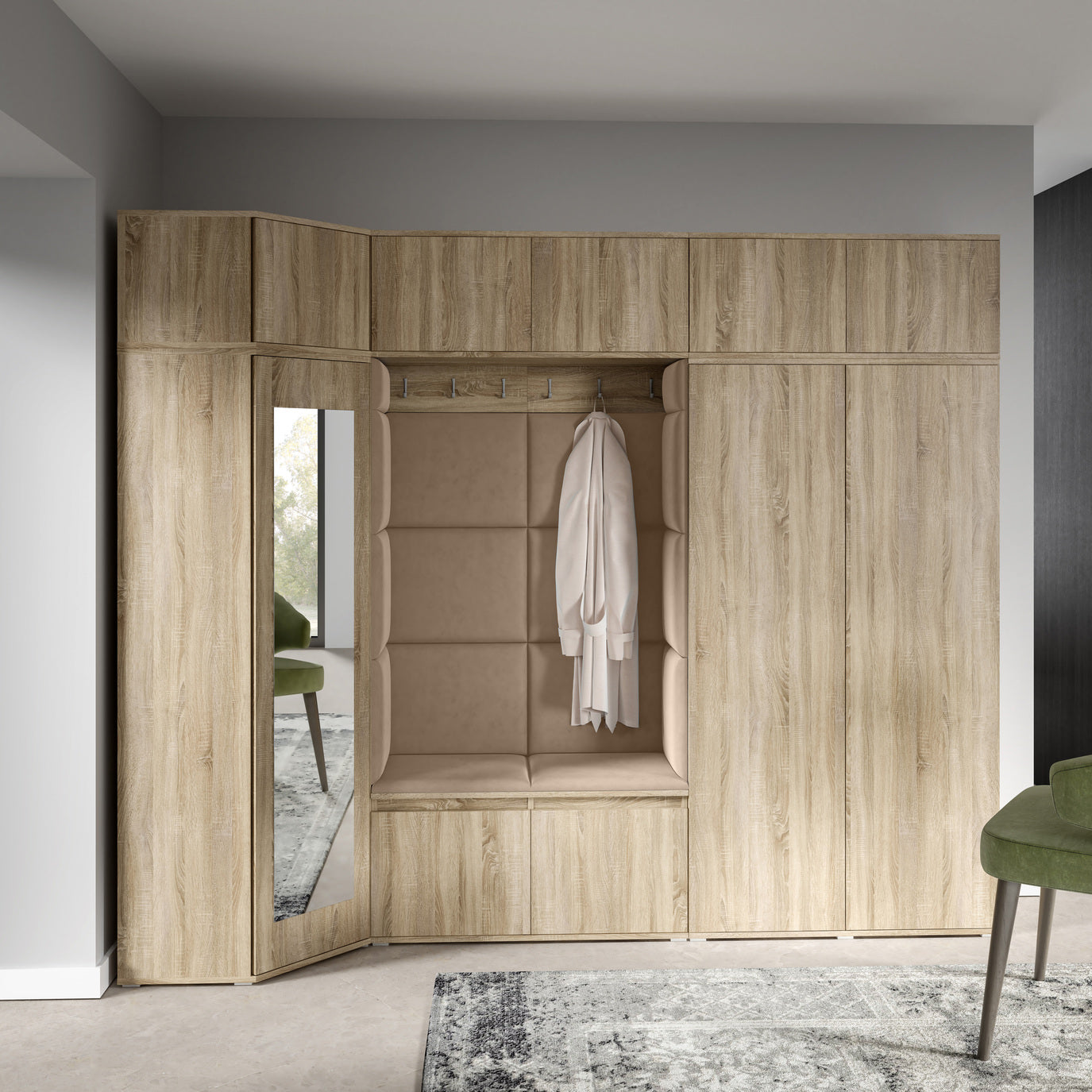 PK Emi 39 Flurgarderobe Sonoma Eiche - Polsterpaneele in verschiedenen Farben