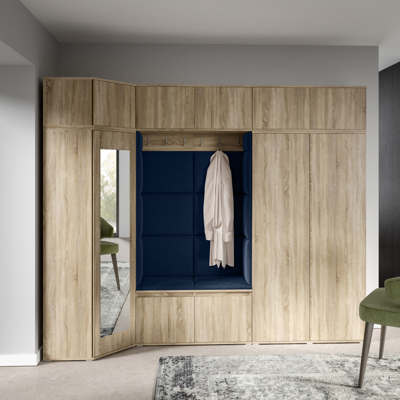 PK Emi 39 Flurgarderobe Sonoma Eiche - Polsterpaneele in verschiedenen Farben