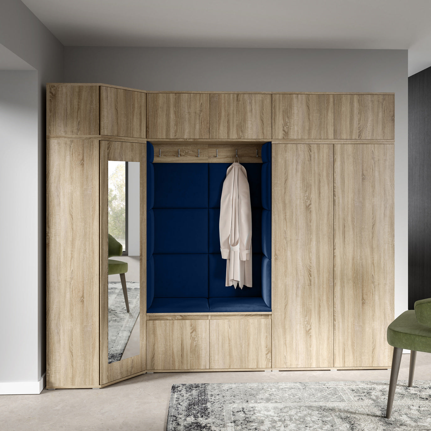 PK Emi 39 Flurgarderobe Sonoma Eiche - Polsterpaneele in verschiedenen Farben