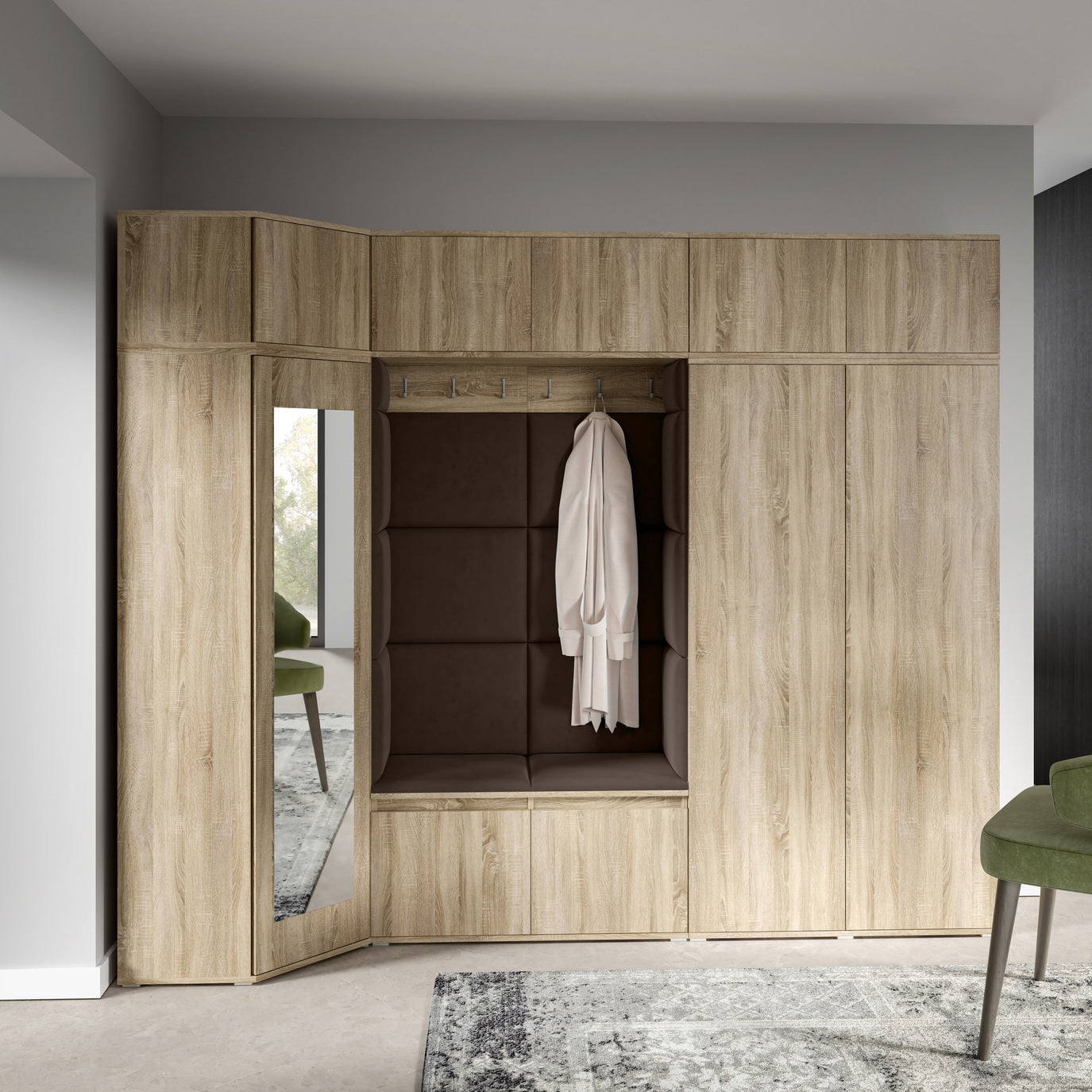 PK Emi 39 Flurgarderobe Sonoma Eiche - Polsterpaneele in verschiedenen Farben