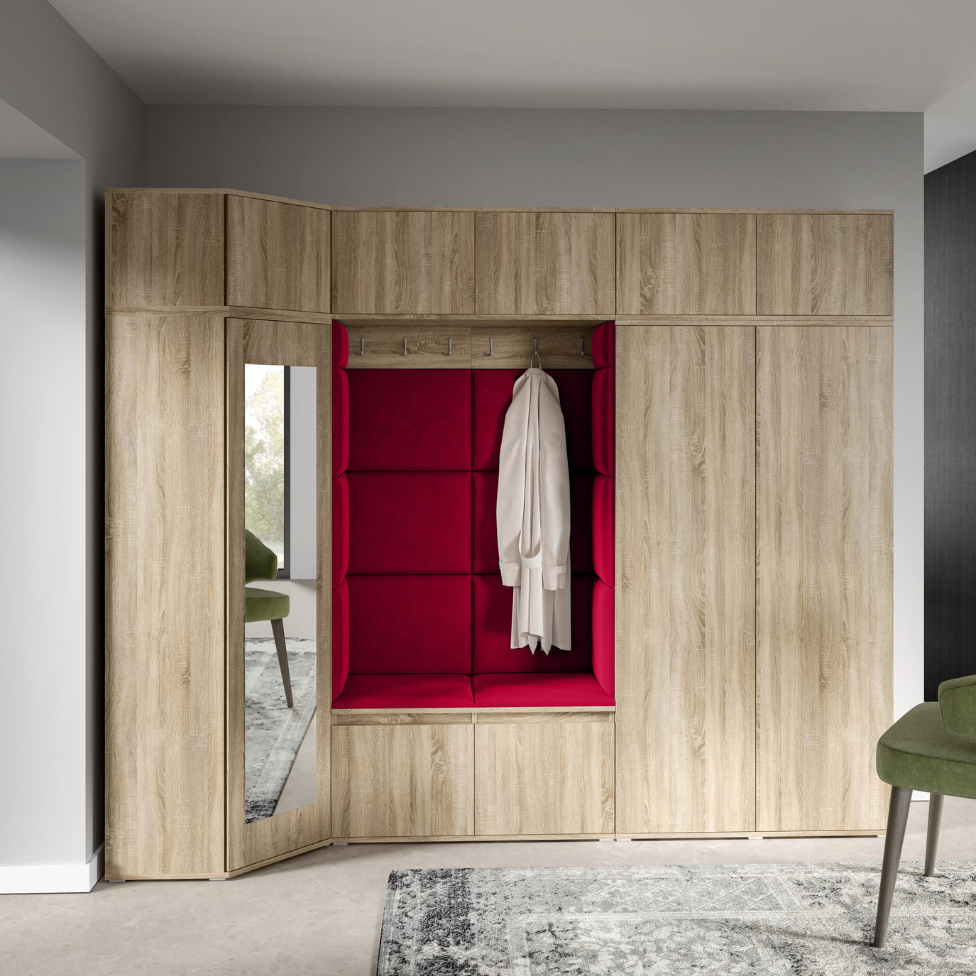 PK Emi 39 Flurgarderobe Sonoma Eiche - Polsterpaneele in verschiedenen Farben