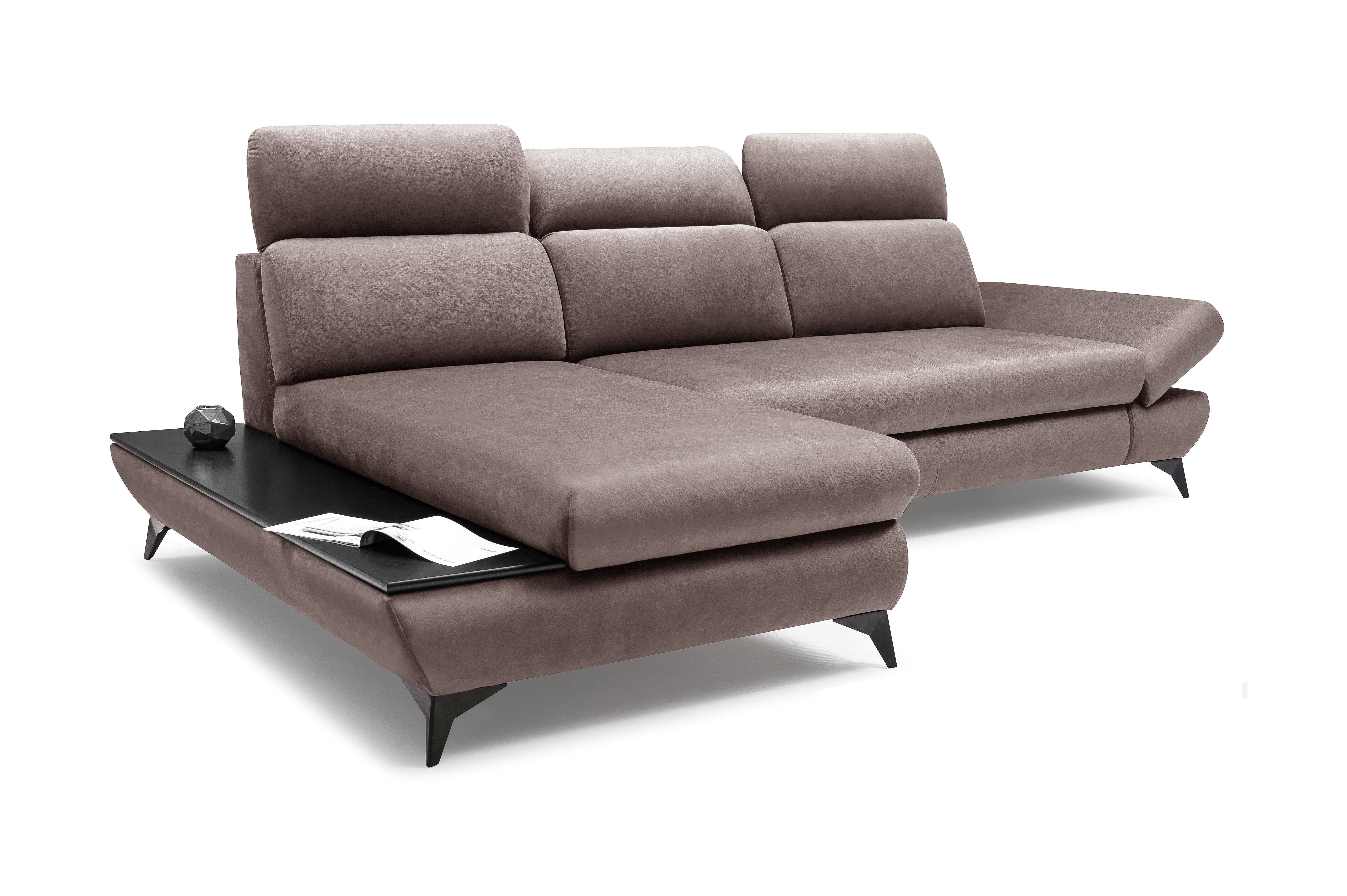Lask TITAN Ecksofa mit Holzablage und verstellbaren Kopfstützen – 280 x 166 cm – Links- oder Rechtskonfiguration
