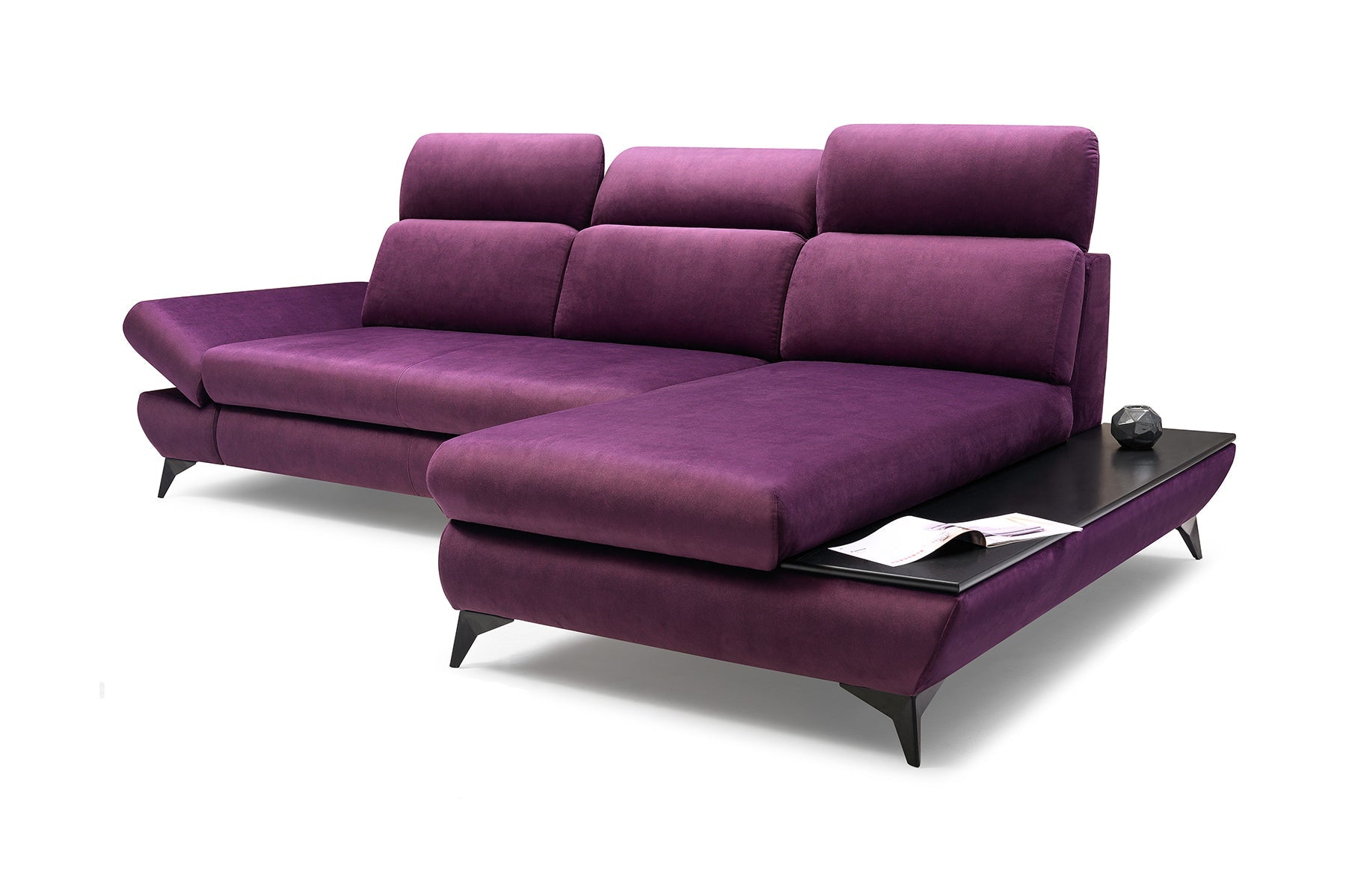 Lask TITAN Ecksofa mit Holzablage und verstellbaren Kopfstützen – 280 x 166 cm – Links- oder Rechtskonfiguration