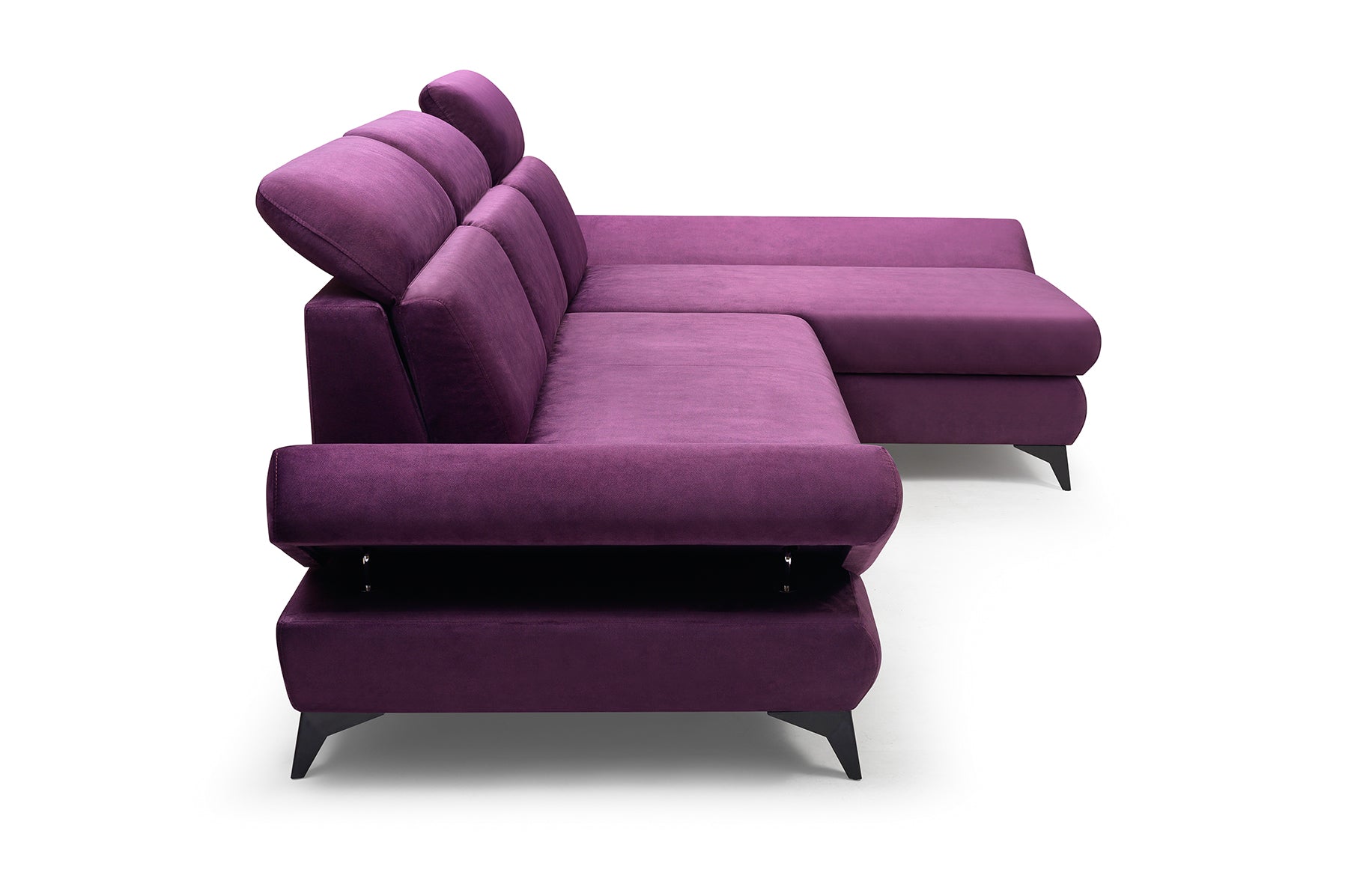 Lask TITAN Ecksofa mit Holzablage und verstellbaren Kopfstützen – 280 x 166 cm – Links- oder Rechtskonfiguration