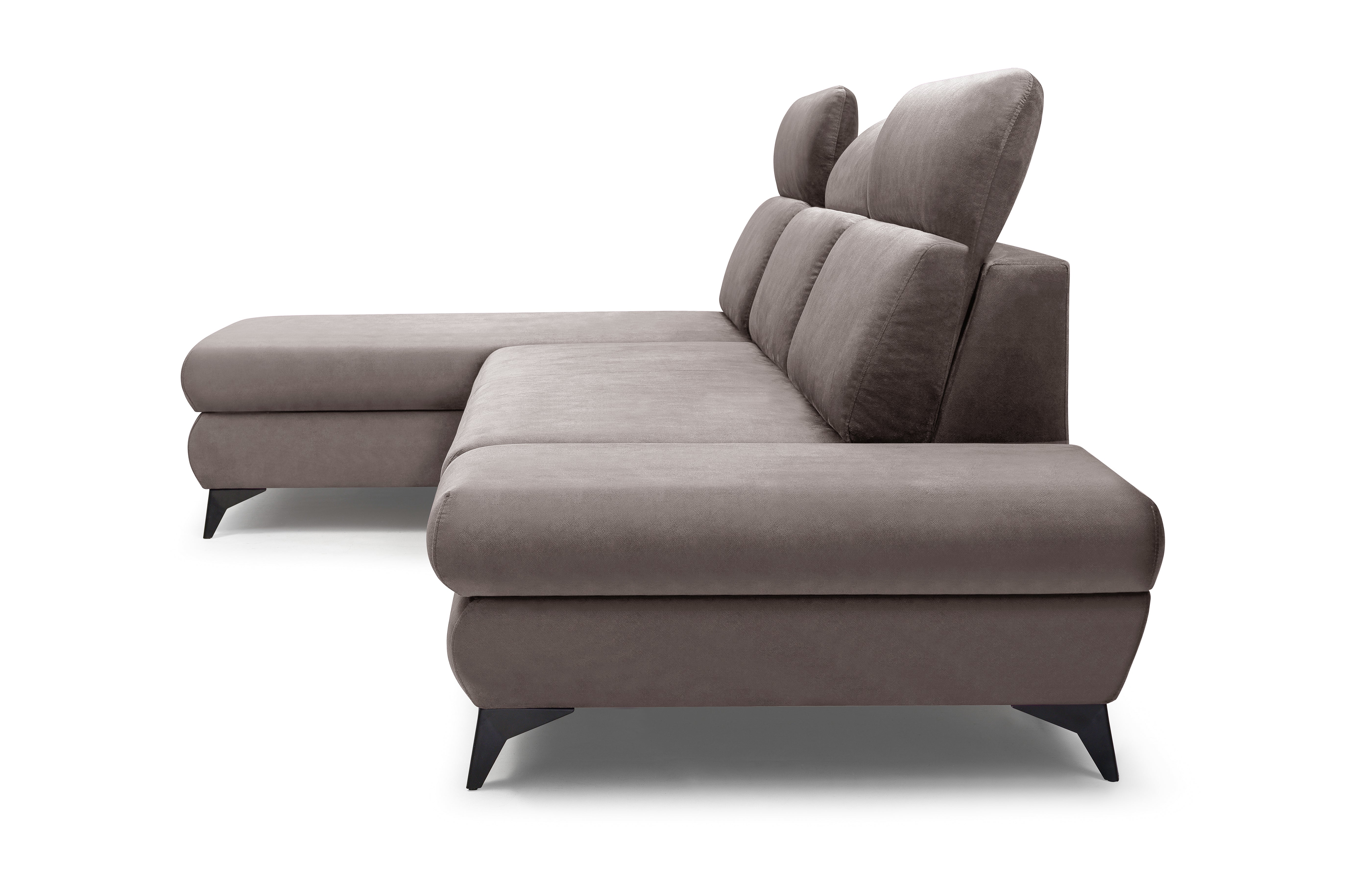 Lask TITAN Ecksofa mit Holzablage und verstellbaren Kopfstützen – 280 x 166 cm – Links- oder Rechtskonfiguration