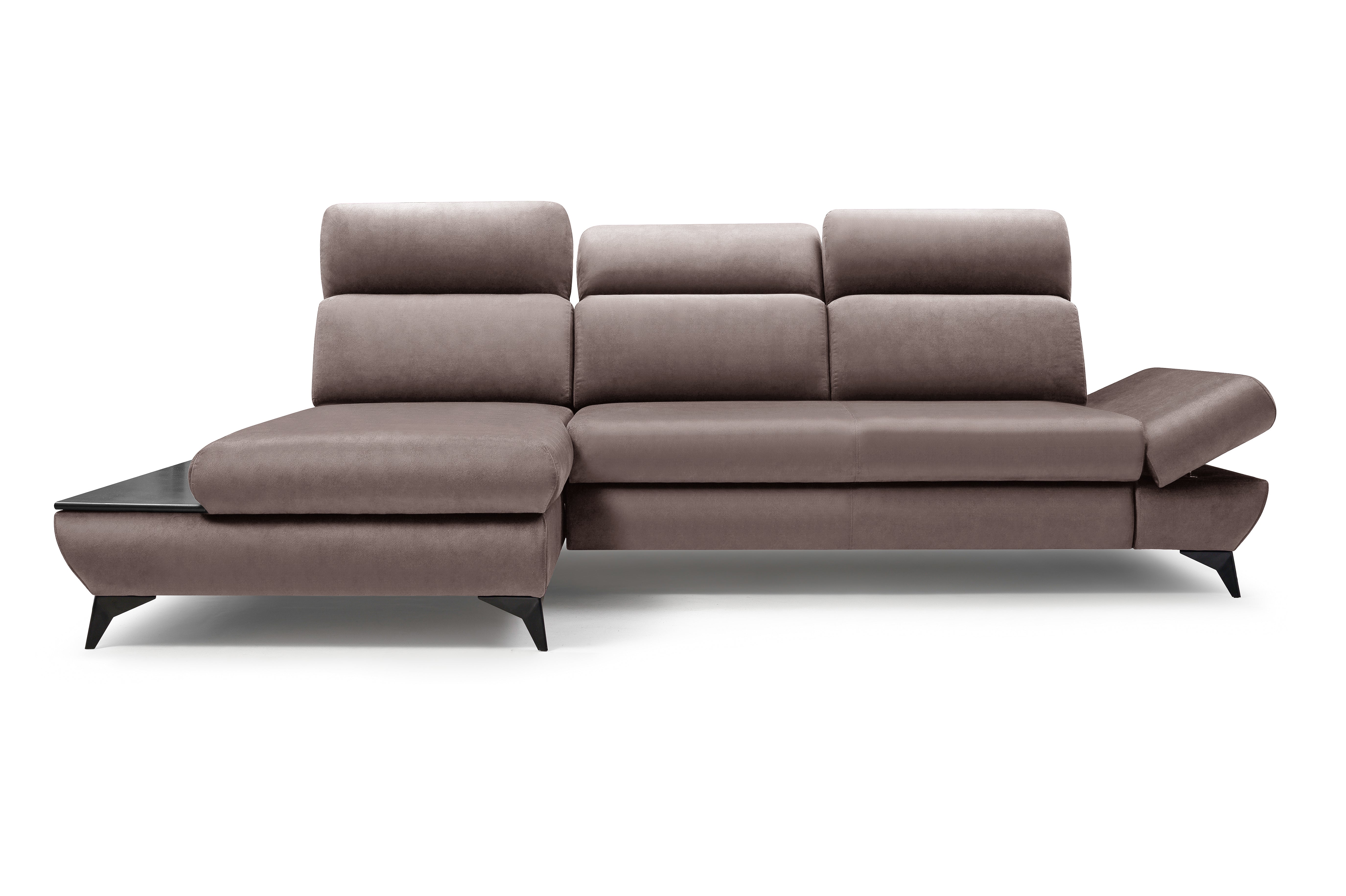 Lask TITAN Ecksofa mit Holzablage und verstellbaren Kopfstützen – 280 x 166 cm – Links- oder Rechtskonfiguration