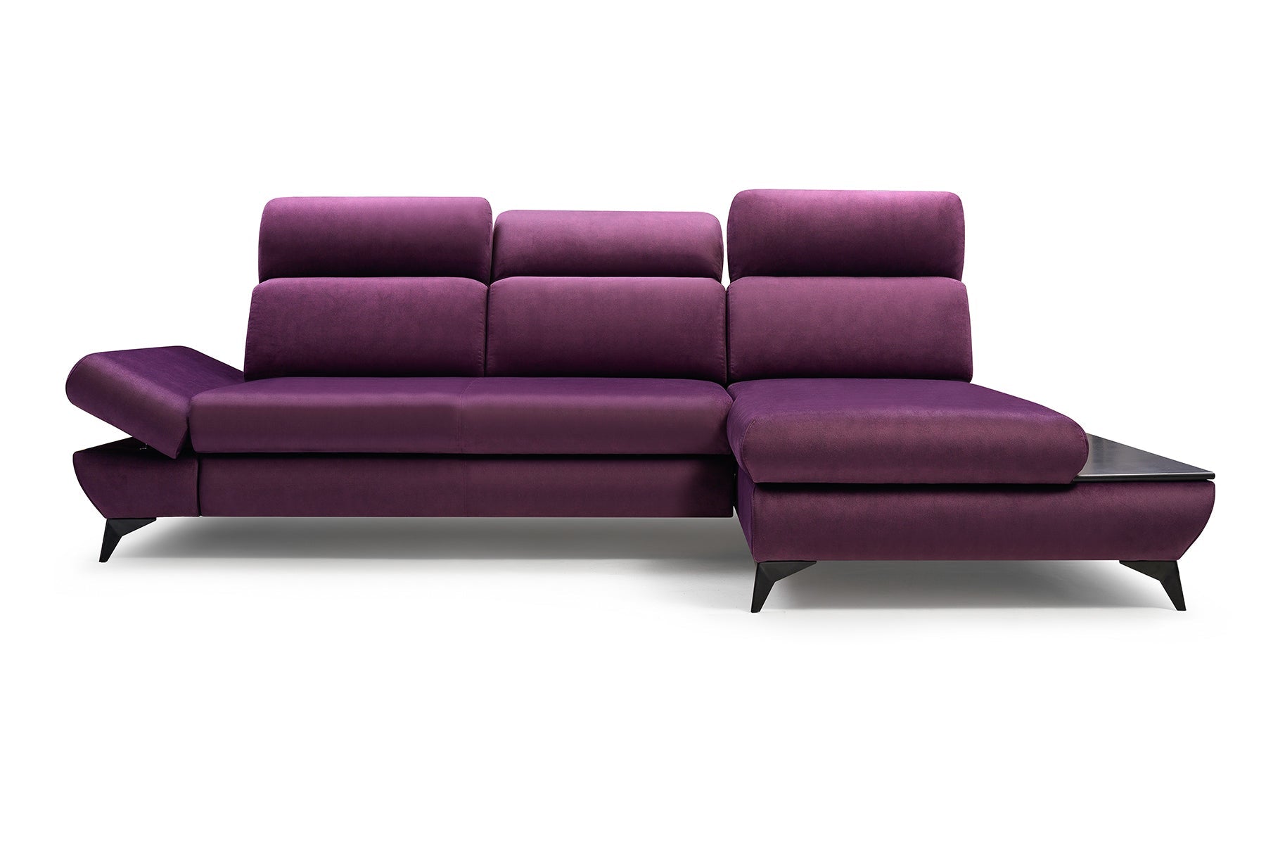 Lask TITAN Ecksofa mit Holzablage und verstellbaren Kopfstützen – 280 x 166 cm – Links- oder Rechtskonfiguration