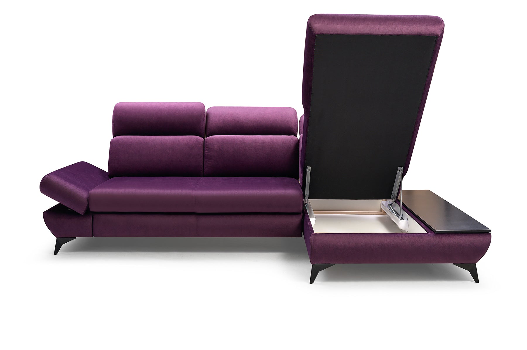 Lask TITAN Ecksofa mit Holzablage und verstellbaren Kopfstützen – 280 x 166 cm – Links- oder Rechtskonfiguration