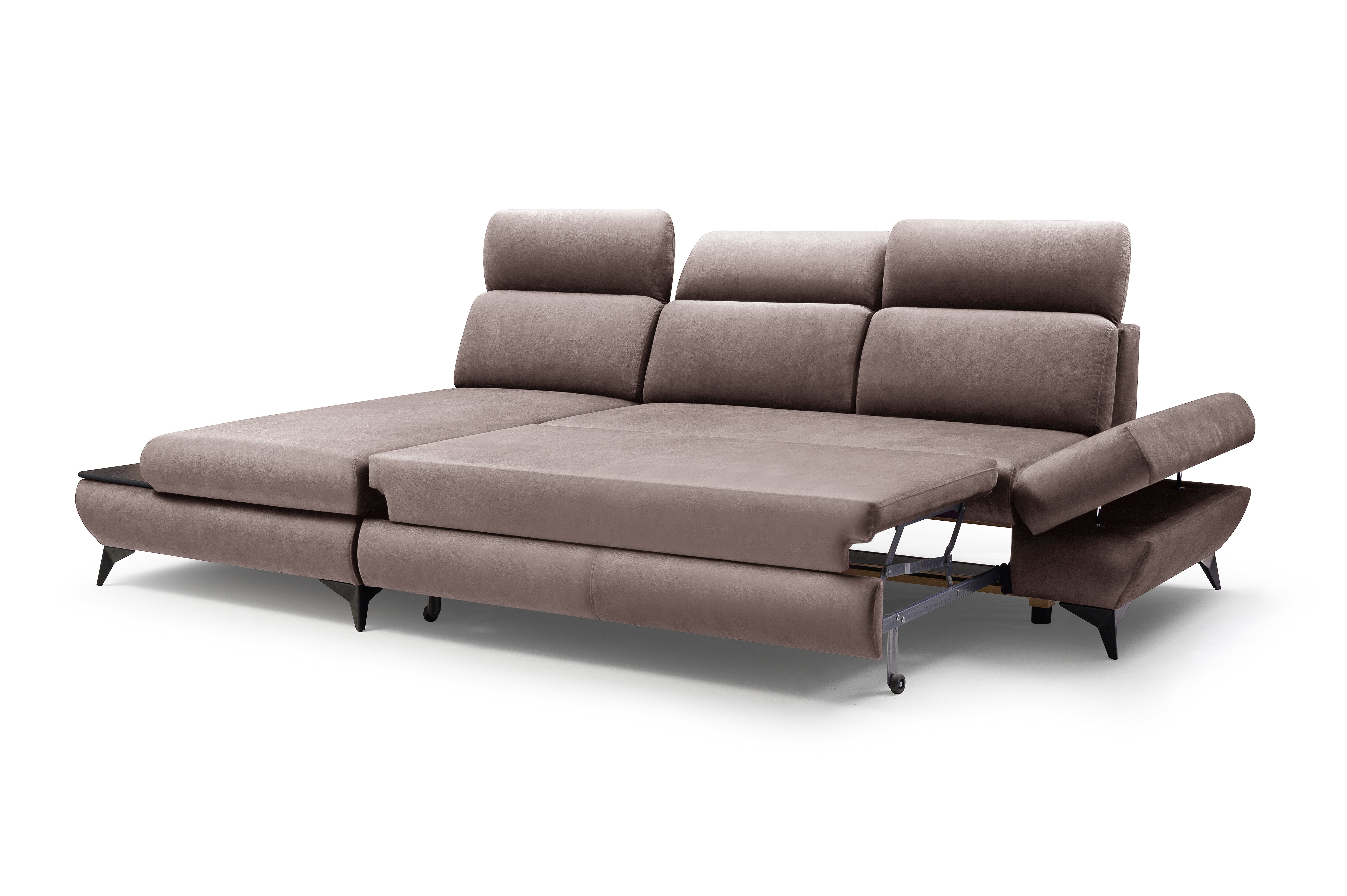 Lask TITAN Ecksofa mit Holzablage und verstellbaren Kopfstützen – 280 x 166 cm – Links- oder Rechtskonfiguration
