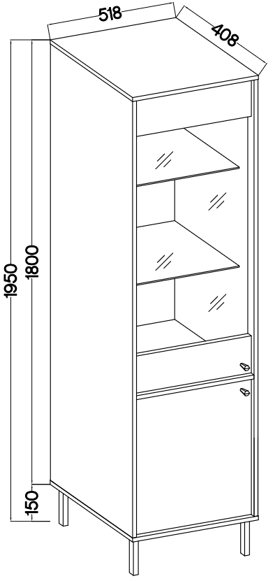LE TOKYO 2 Display Cabinet 101 – Black Graphite