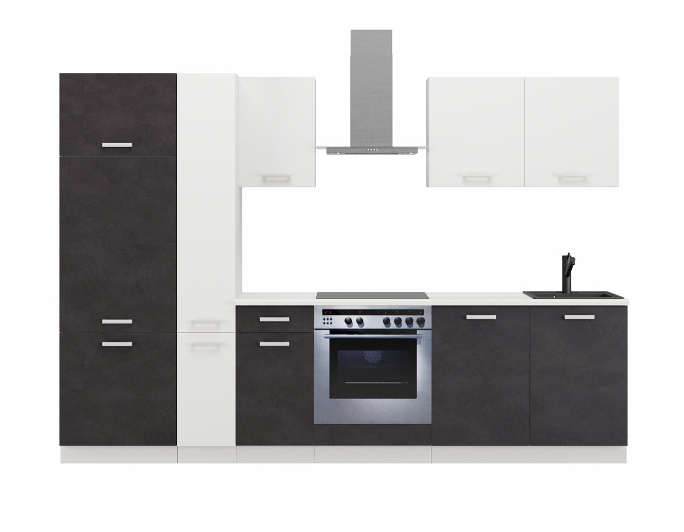 LE Toni 290 cm Küchenset – Matera Schwarz