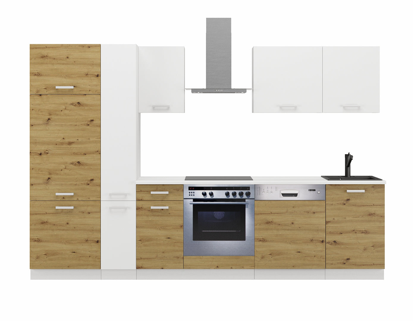 LE Toni 300 cm Küchenset – Artisan Eiche / Weiß