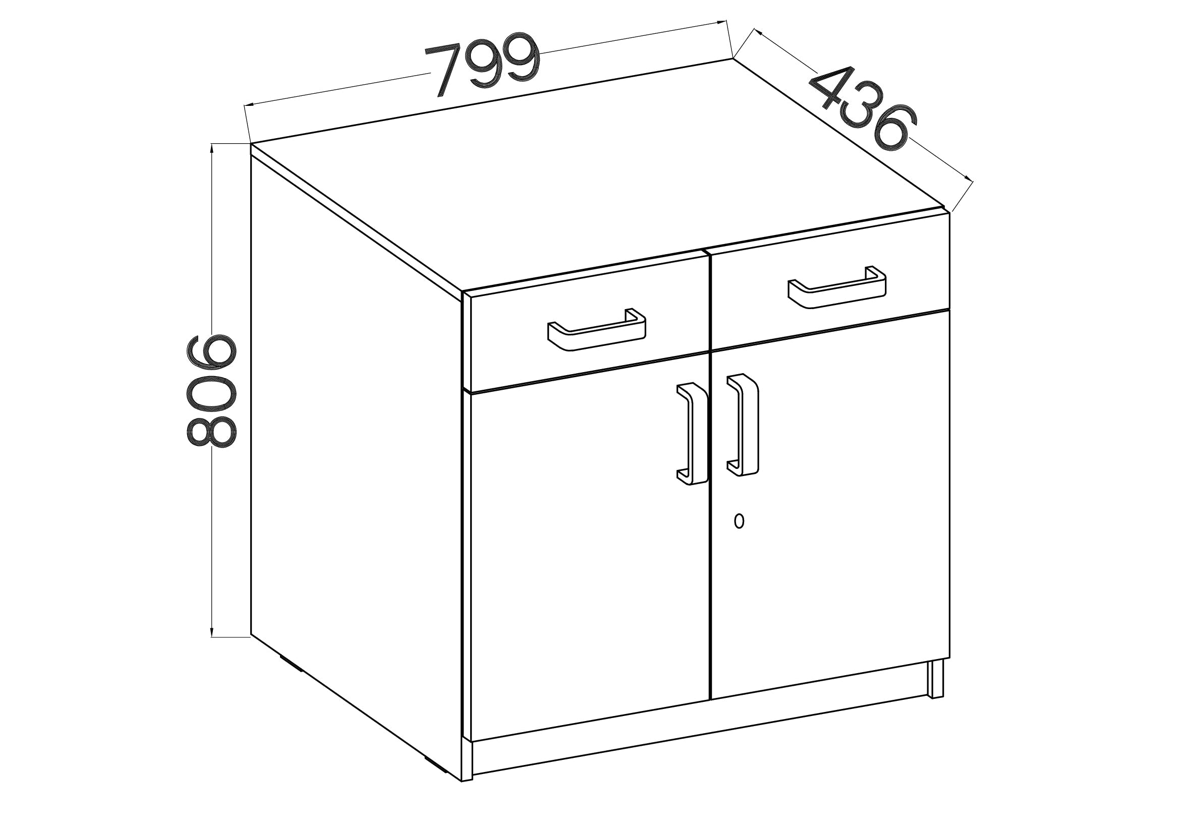 LE Malta 105 2F 2S Lower Cabinet in Artisan Oak