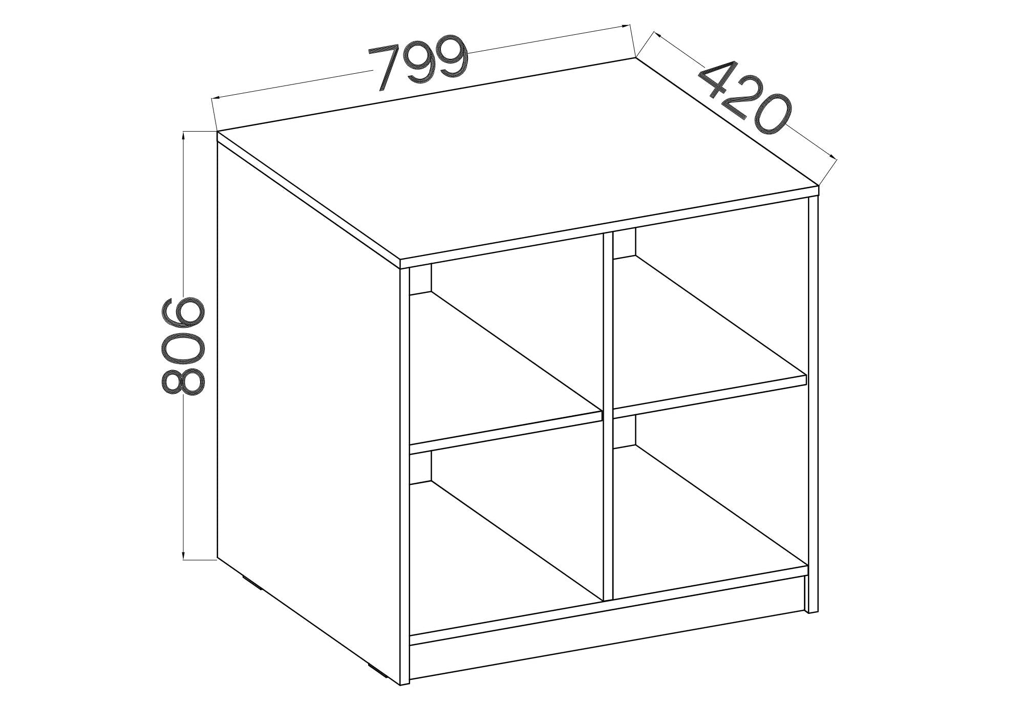 LE Malta 101 Unterschrank/Bücherregal in Hellgrau