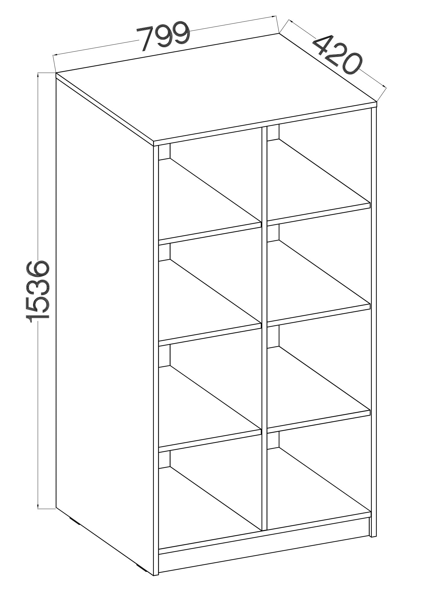 LE Malta 106 Unteres Bücherregal aus Artisan-Eiche