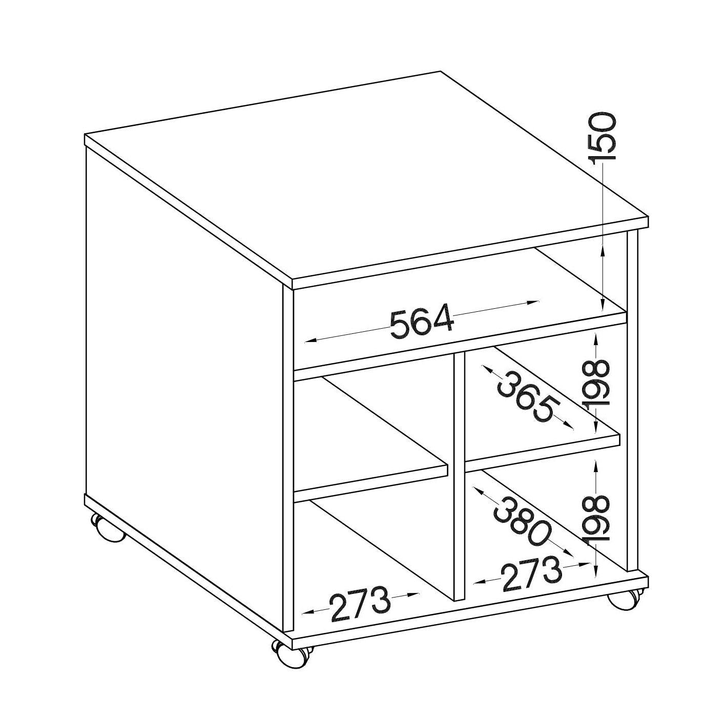 LE Malta 230 1F Niedriger mobiler Unterschrank aus Artisan-Eiche