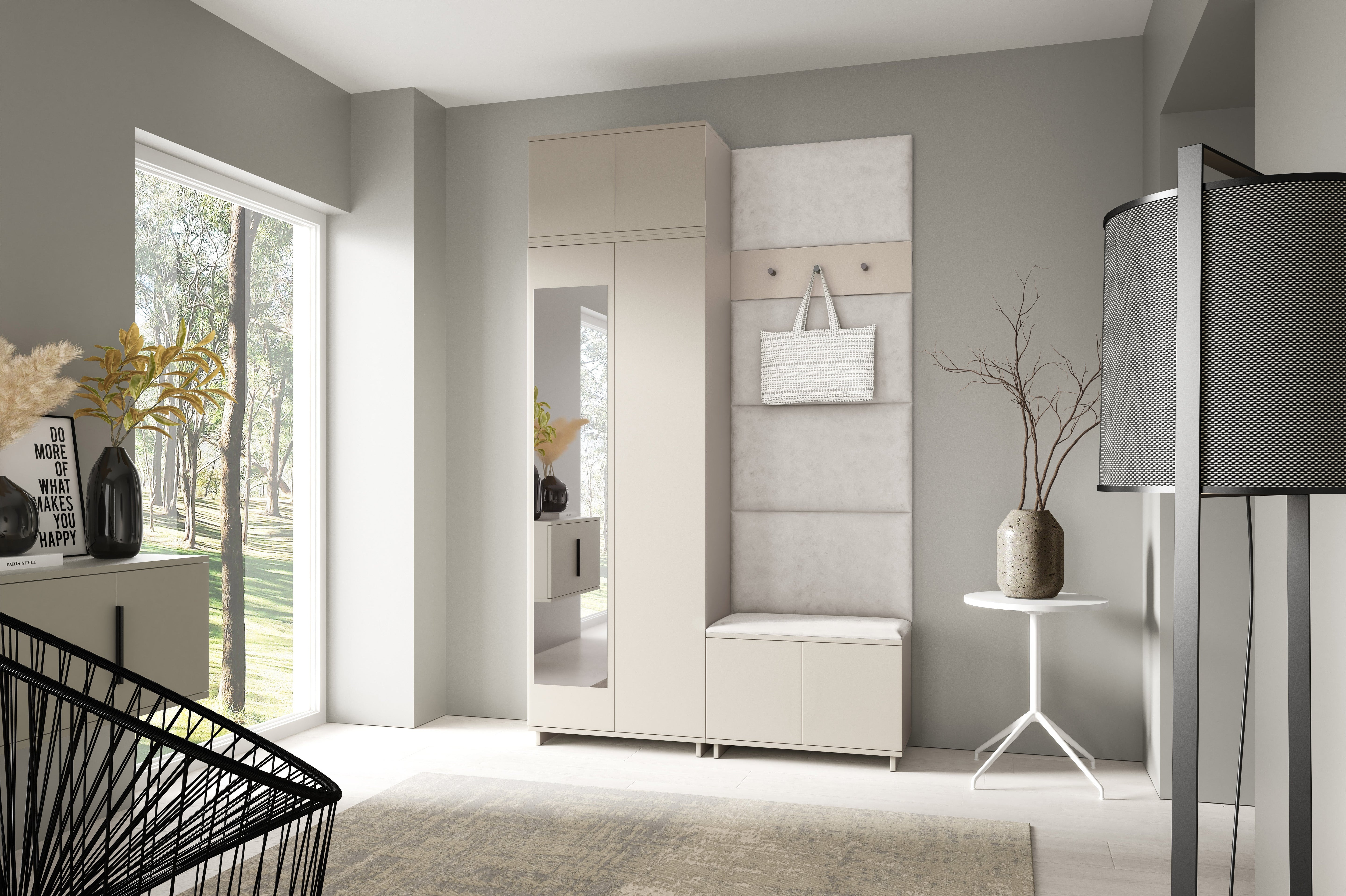 PK Bianco 4 Hallway Wardrobe Set - Cream
