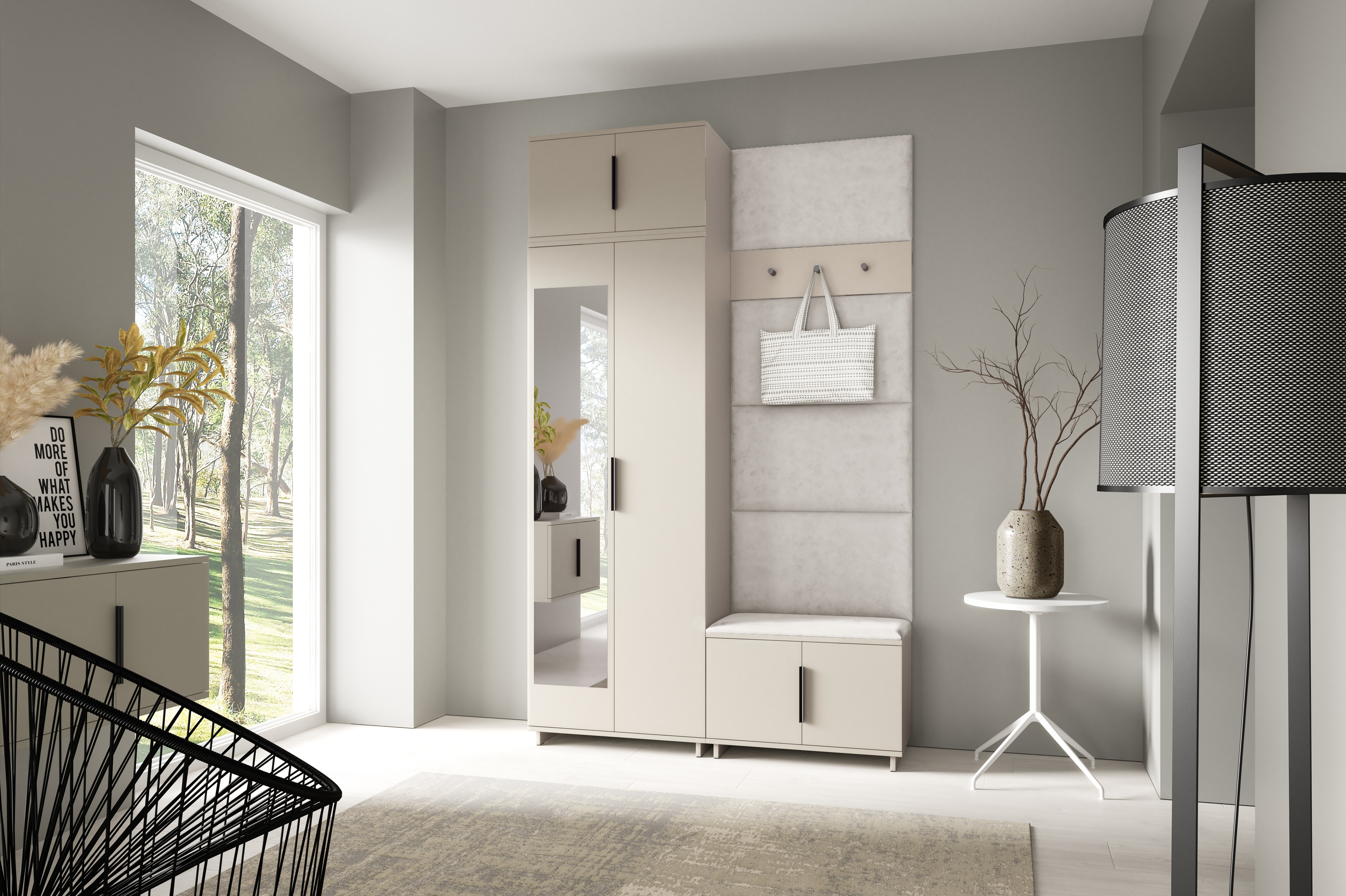 PK Bianco 4 Hallway Wardrobe Set - Cream