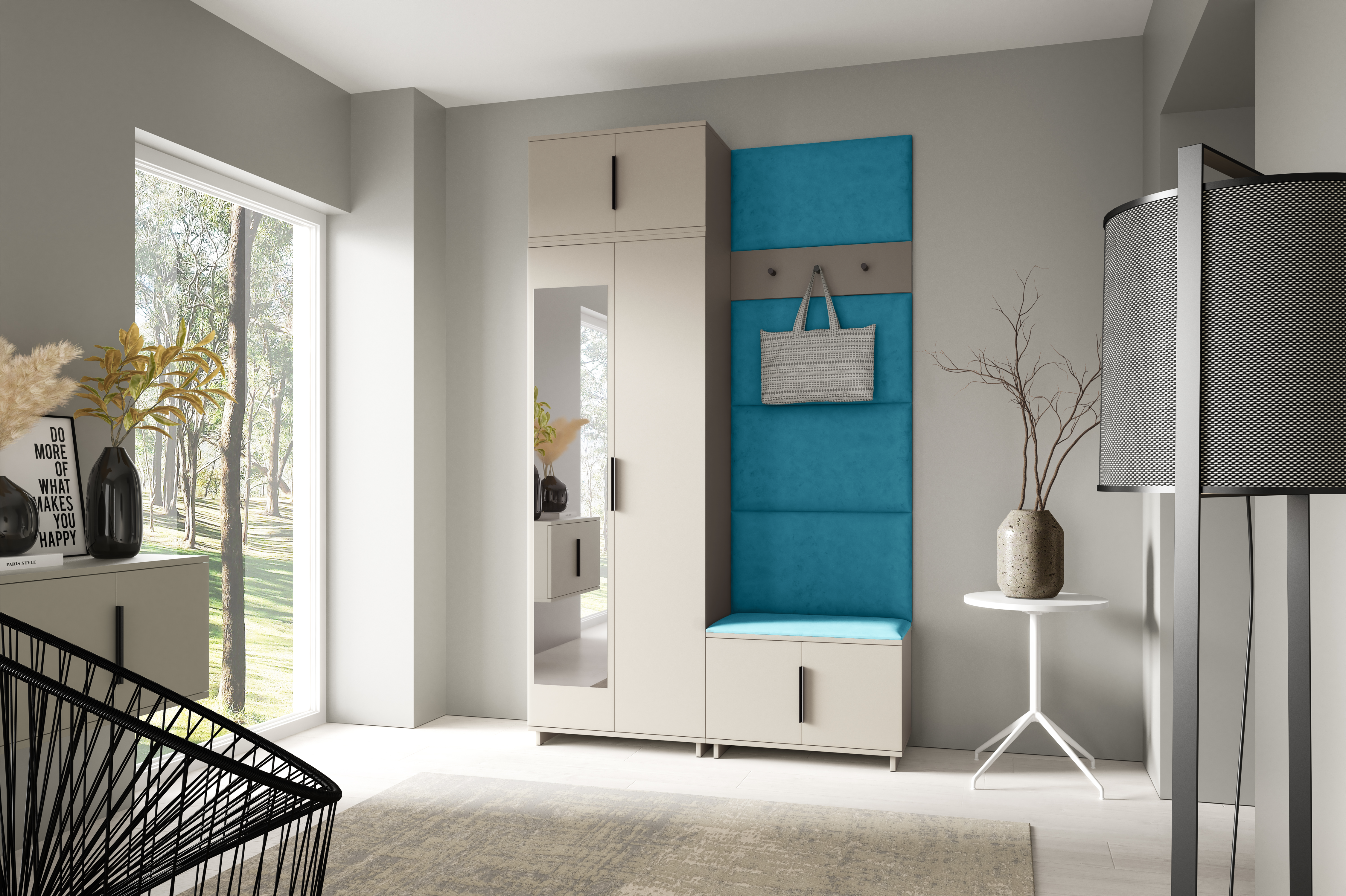 PK Bianco 4 Hallway Wardrobe Set - Azul