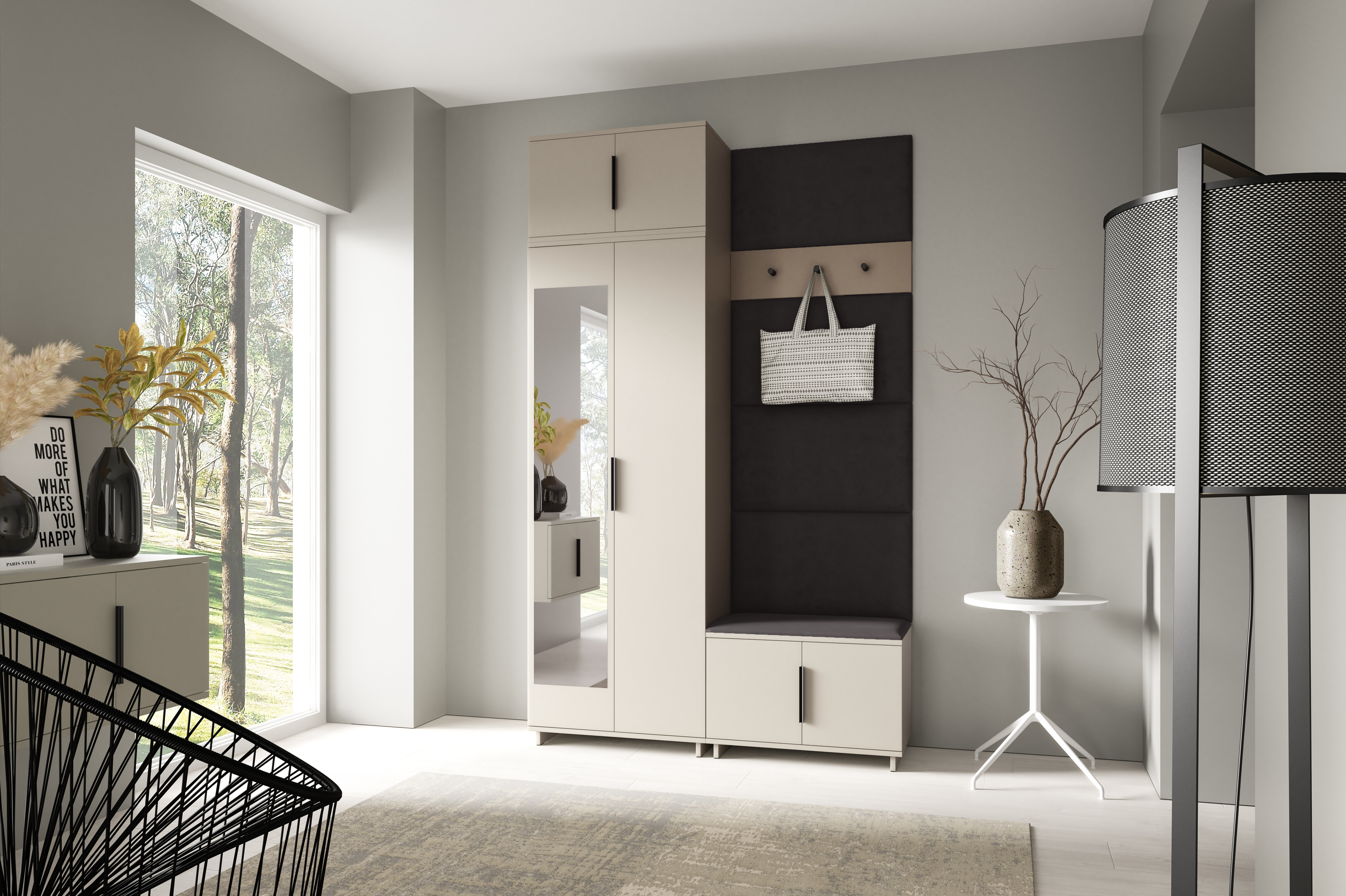 PK Bianco 4 Hallway Wardrobe Set - Graphite