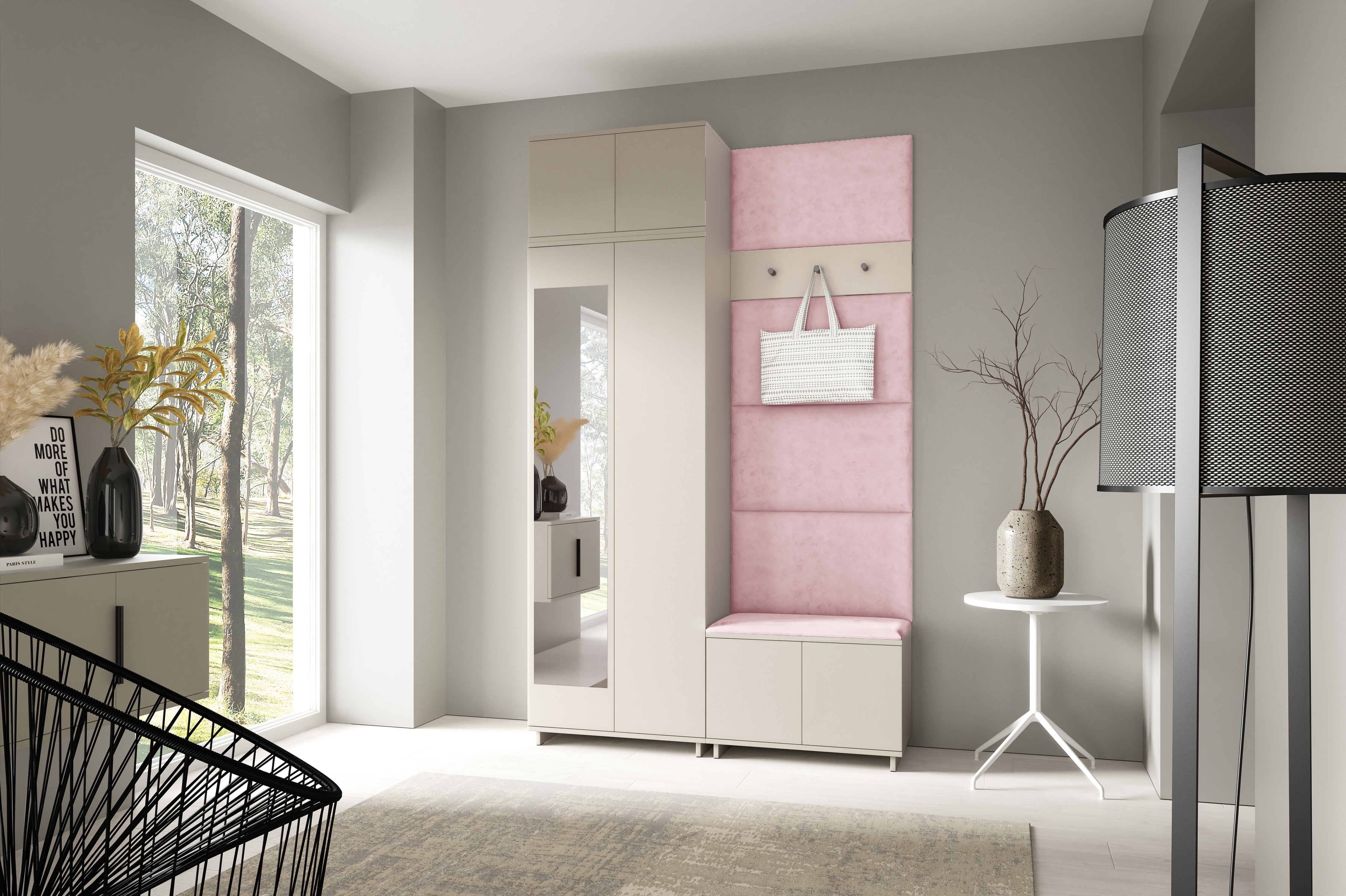 PK Bianco 4 Hallway Wardrobe Set - Flamingo