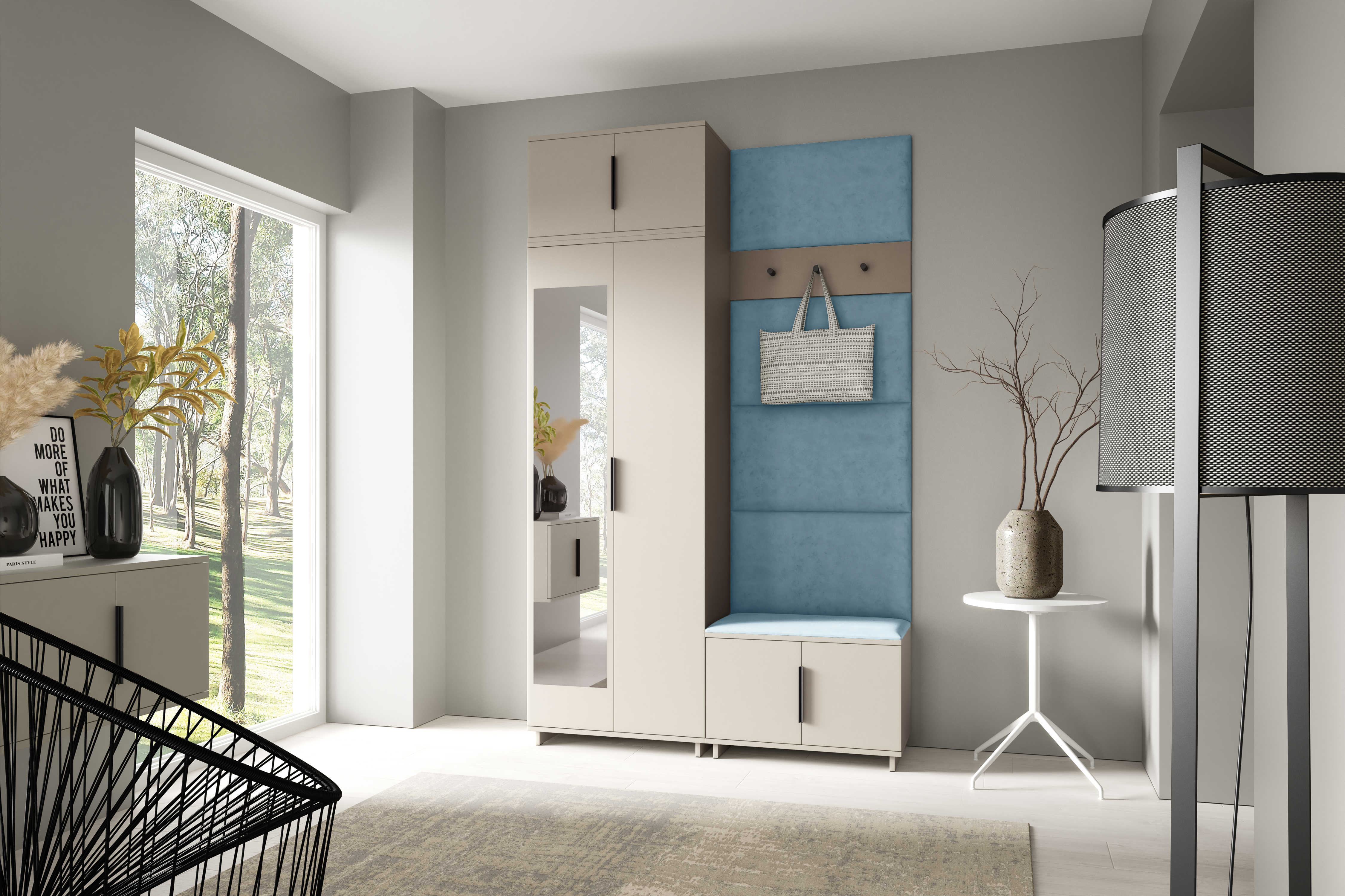 PK Bianco 4 Hallway Wardrobe Set - Aqua