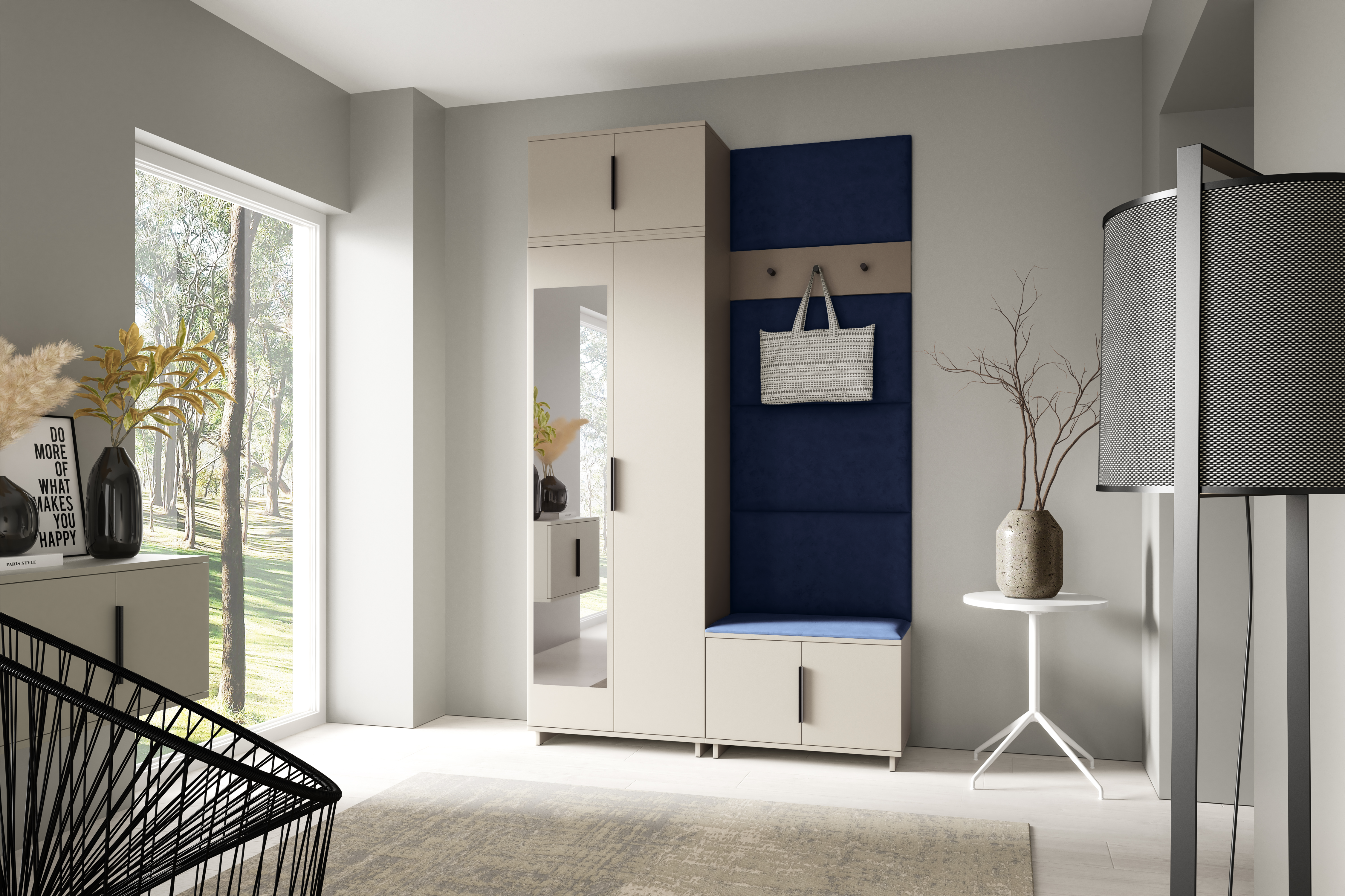 PK Bianco 4 Hallway Wardrobe Set - Deep Blue